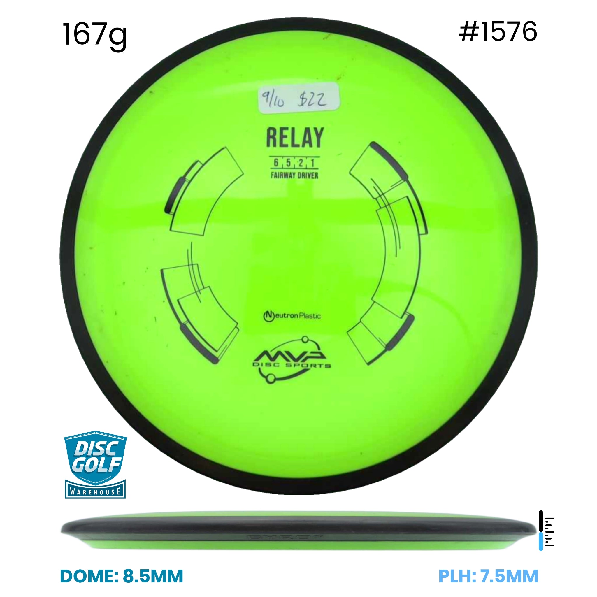 Disc Golf Warehouse Pre-loved Fairway Drivers Relay - Neutron - 9/10 167g