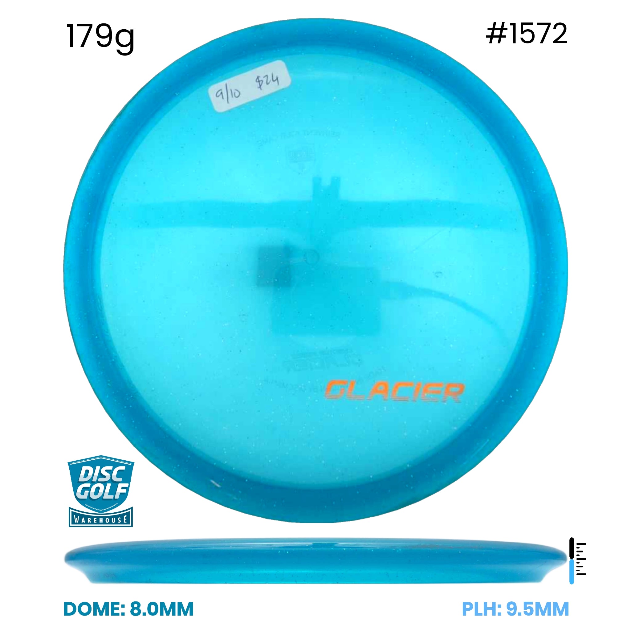 Disc Golf Warehouse Pre-loved Mid-Range Glacier - Metal Flake - 9/10 179g