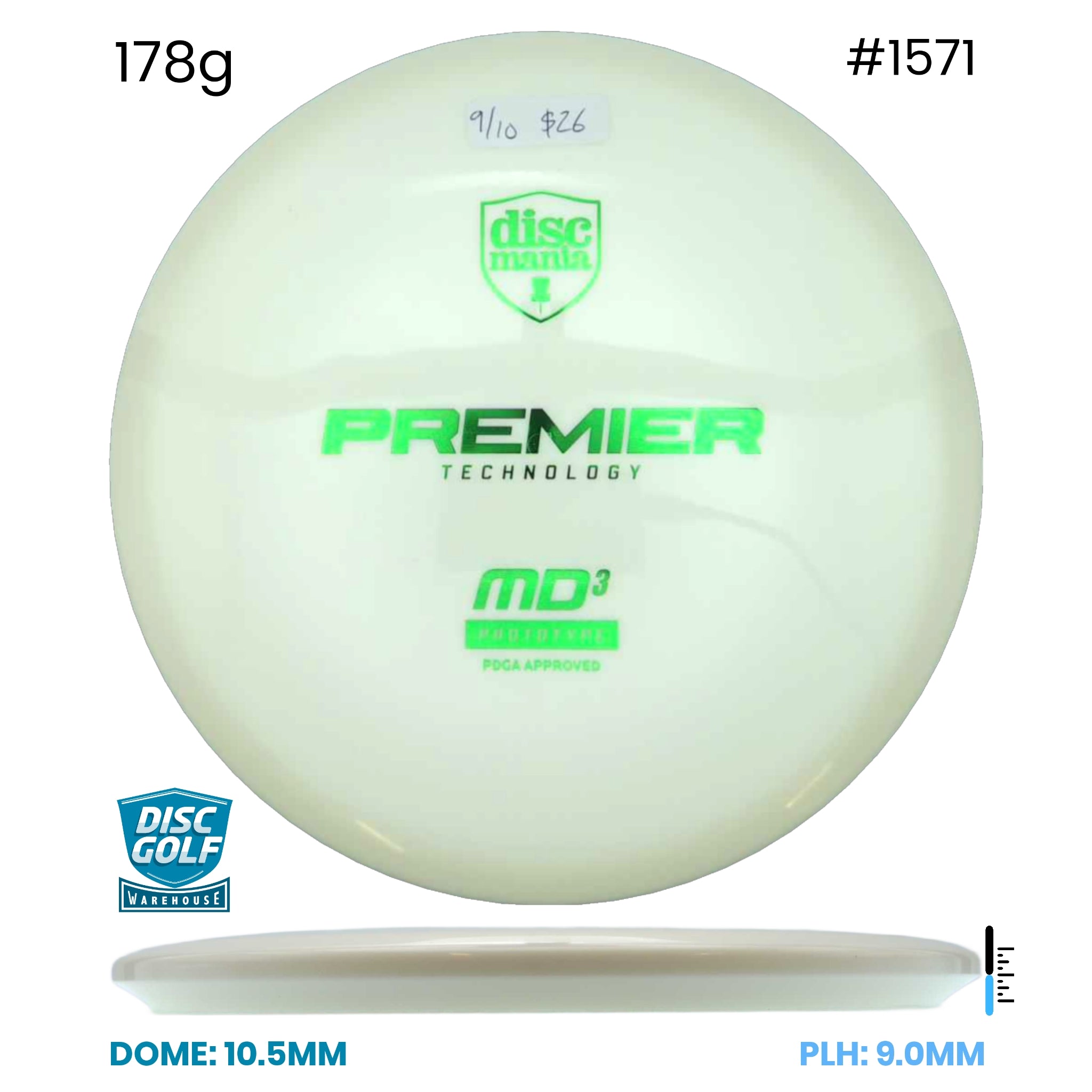 Disc Golf Warehouse Pre-loved Mid-Range MD3 - Q Line - 9/10 178g