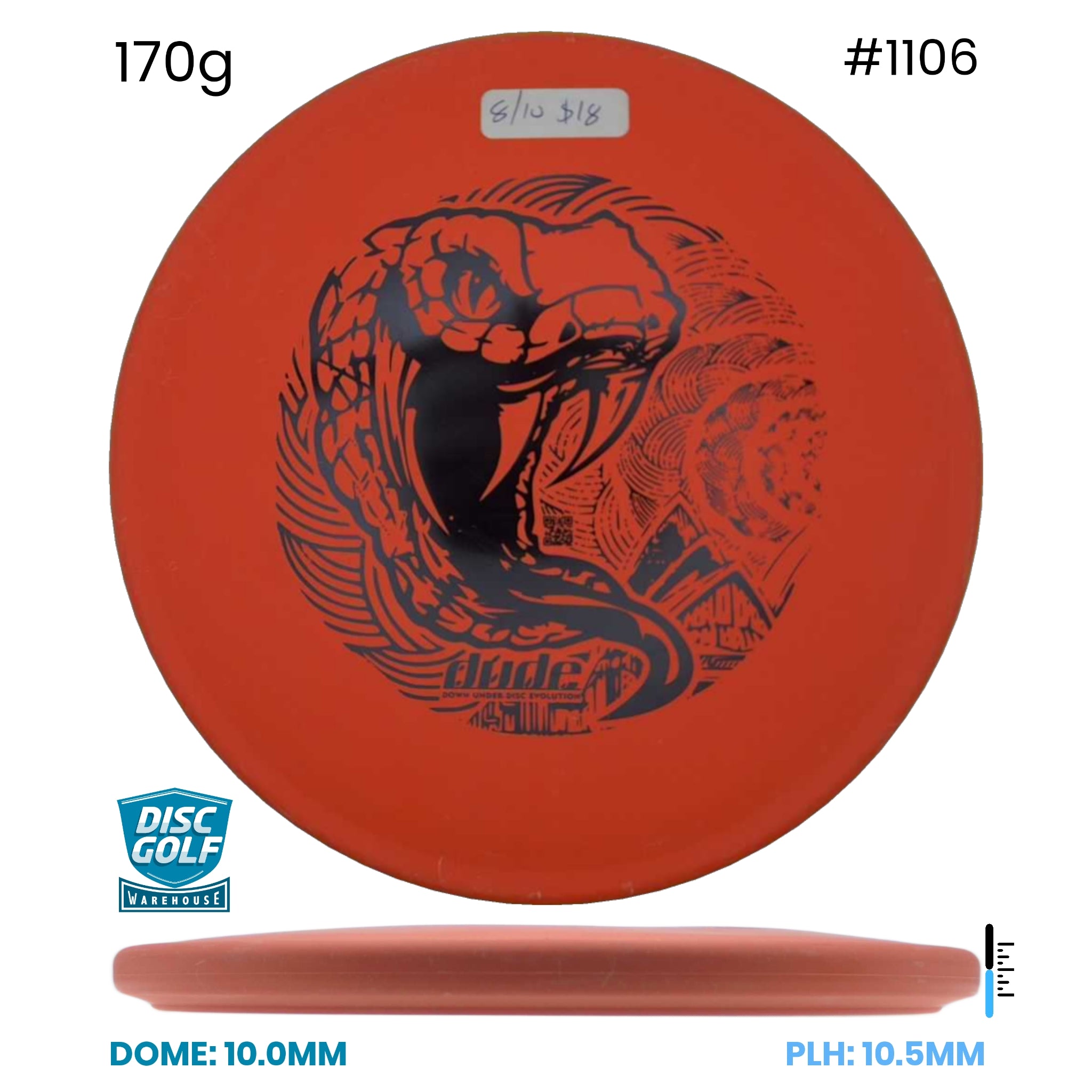 Disc Golf Warehouse Pre-loved Mid-Range Orange/Blue Metallic 170g