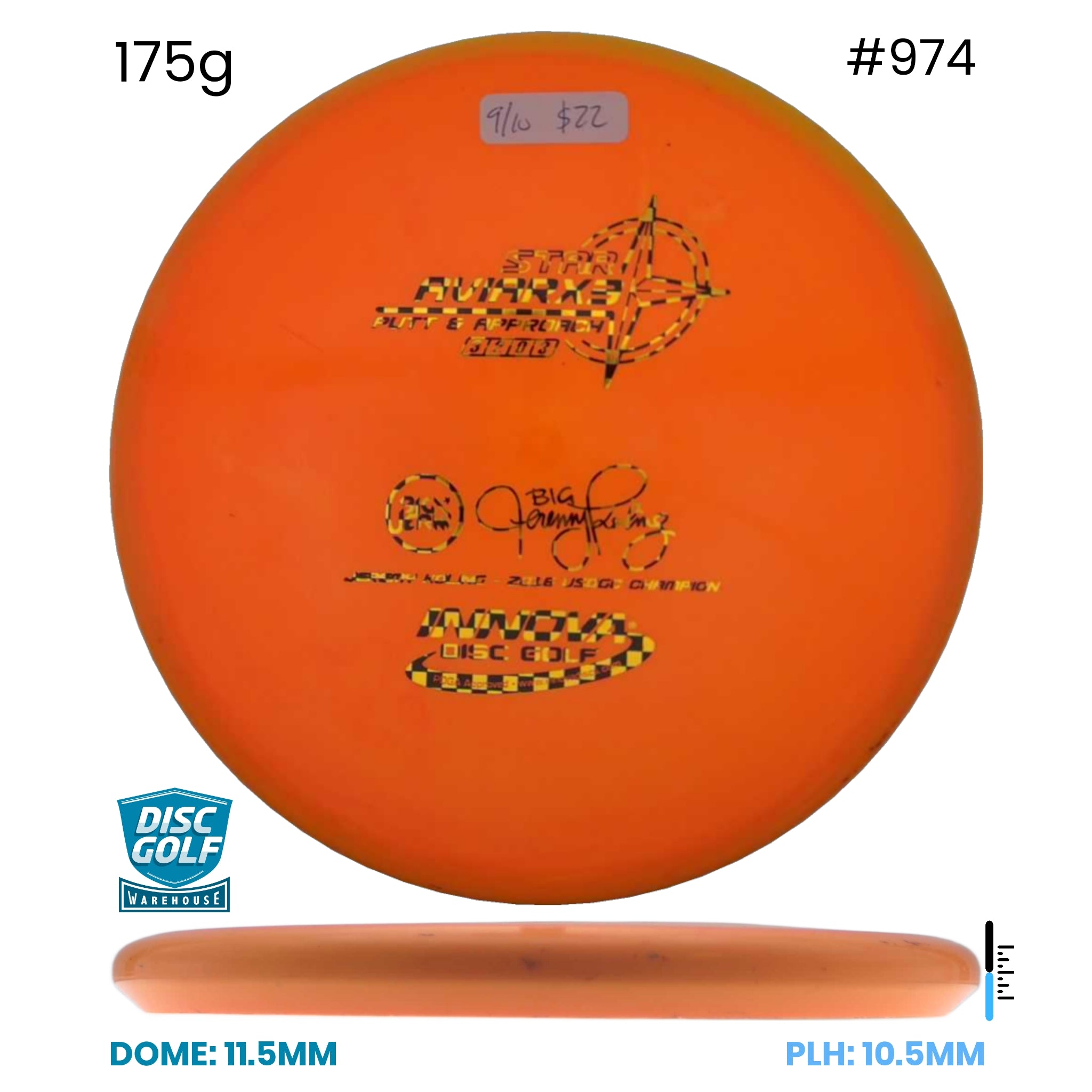 Disc Golf Warehouse Pre-loved Putt and Approach Aviar X3 - Star - 9/10/Black 175g