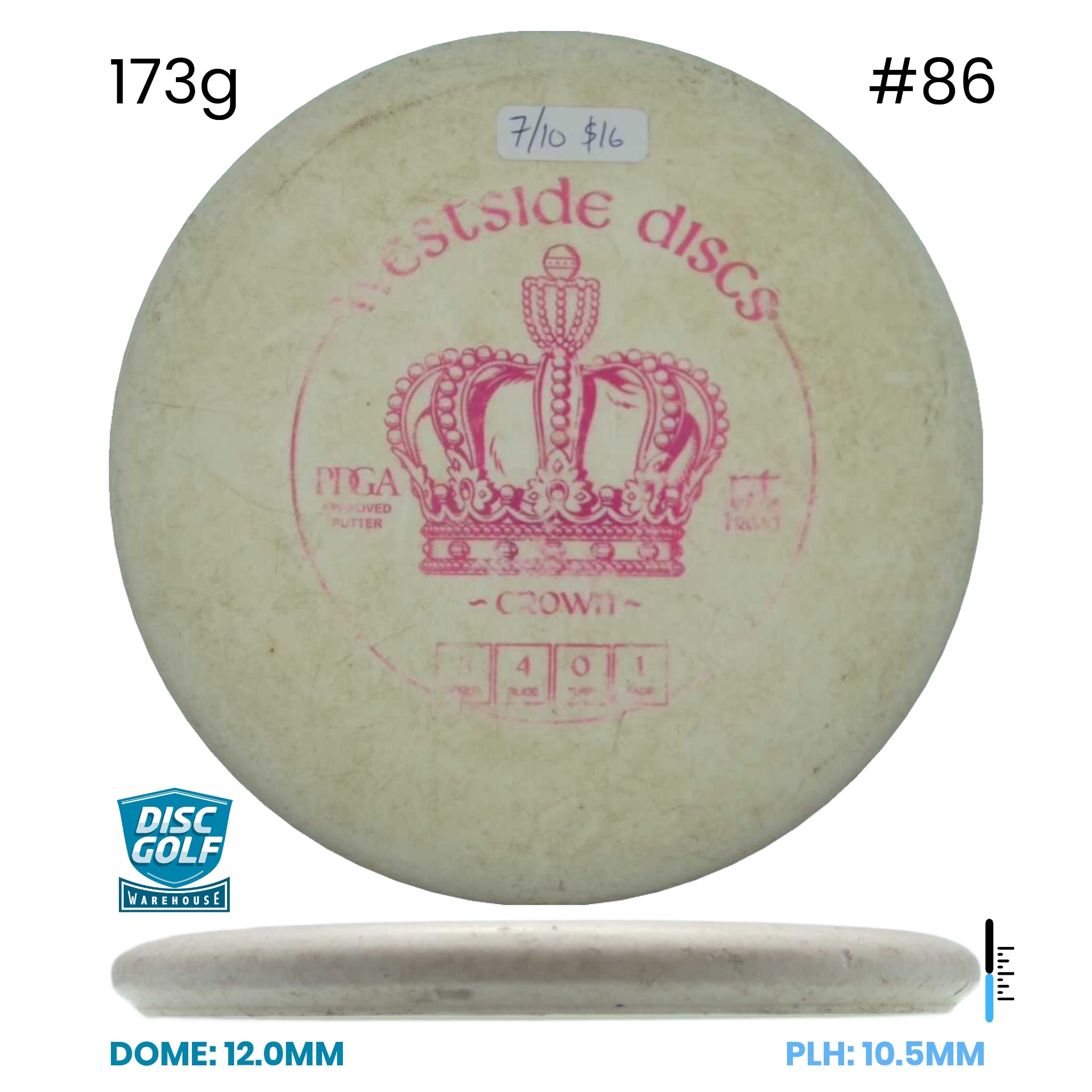 Disc Golf Warehouse Pre-loved Putt and Approach BT Hard - Crown - 7/10 173g