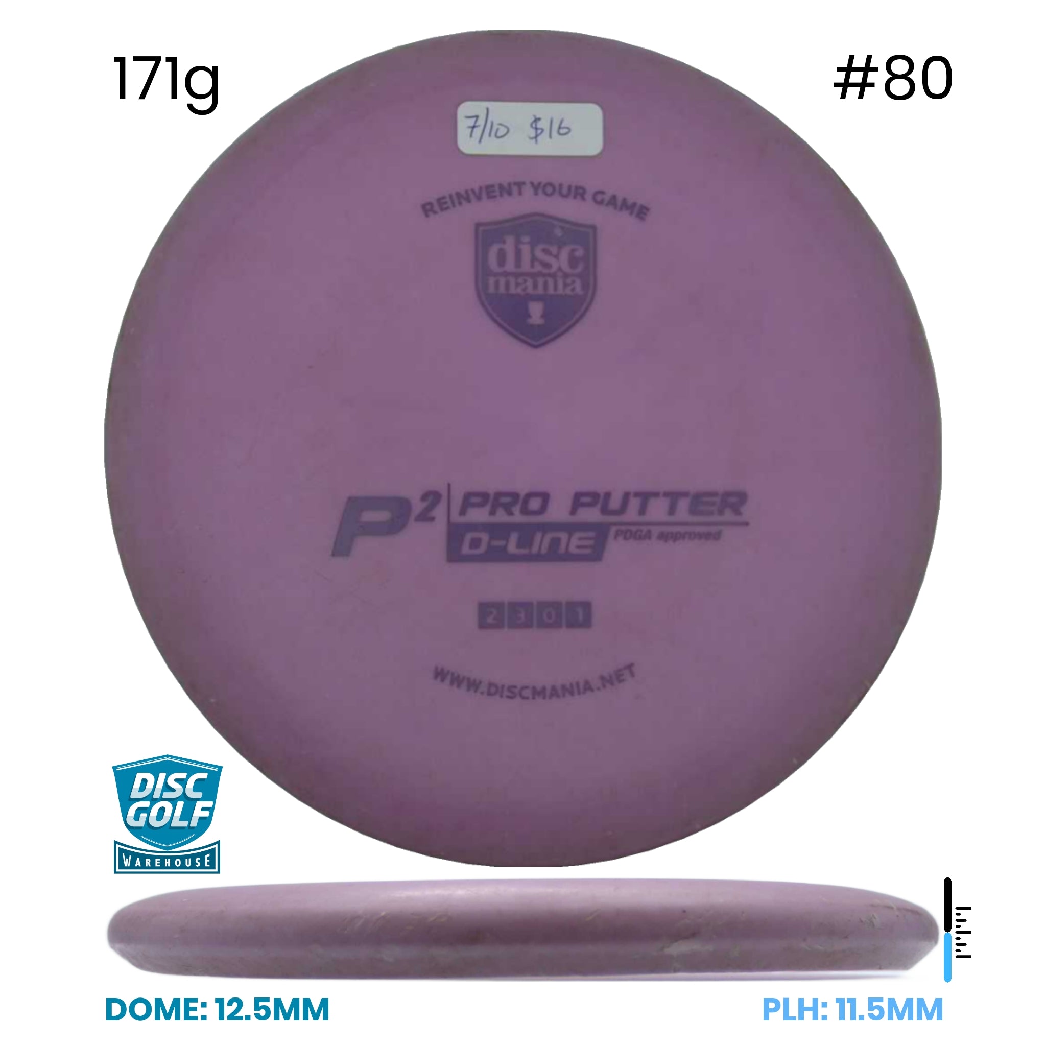 Disc Golf Warehouse Pre-loved Putt and Approach D-Line - P2 - 7/10 171g