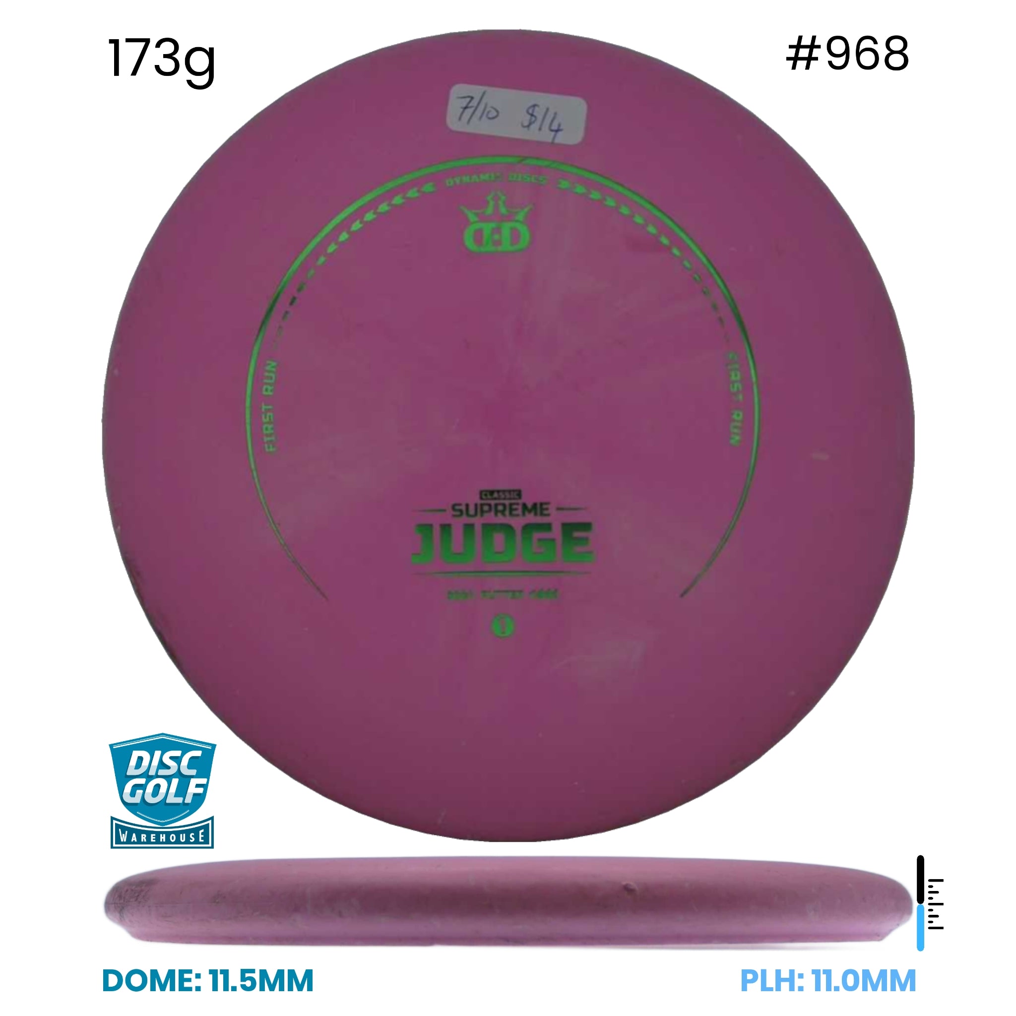 Disc Golf Warehouse Pre-loved Putt and Approach Judge - Classic - 7/10/Green Metallic 173g