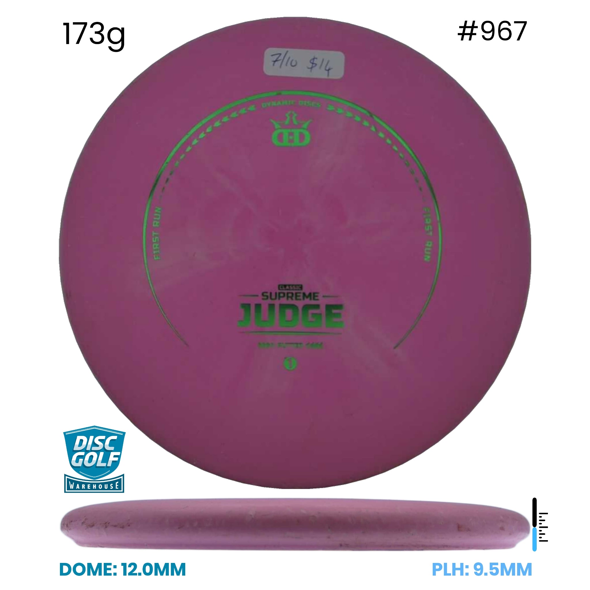Disc Golf Warehouse Pre-loved Putt and Approach Judge - Classic - 7/10/Green Metallic 173g