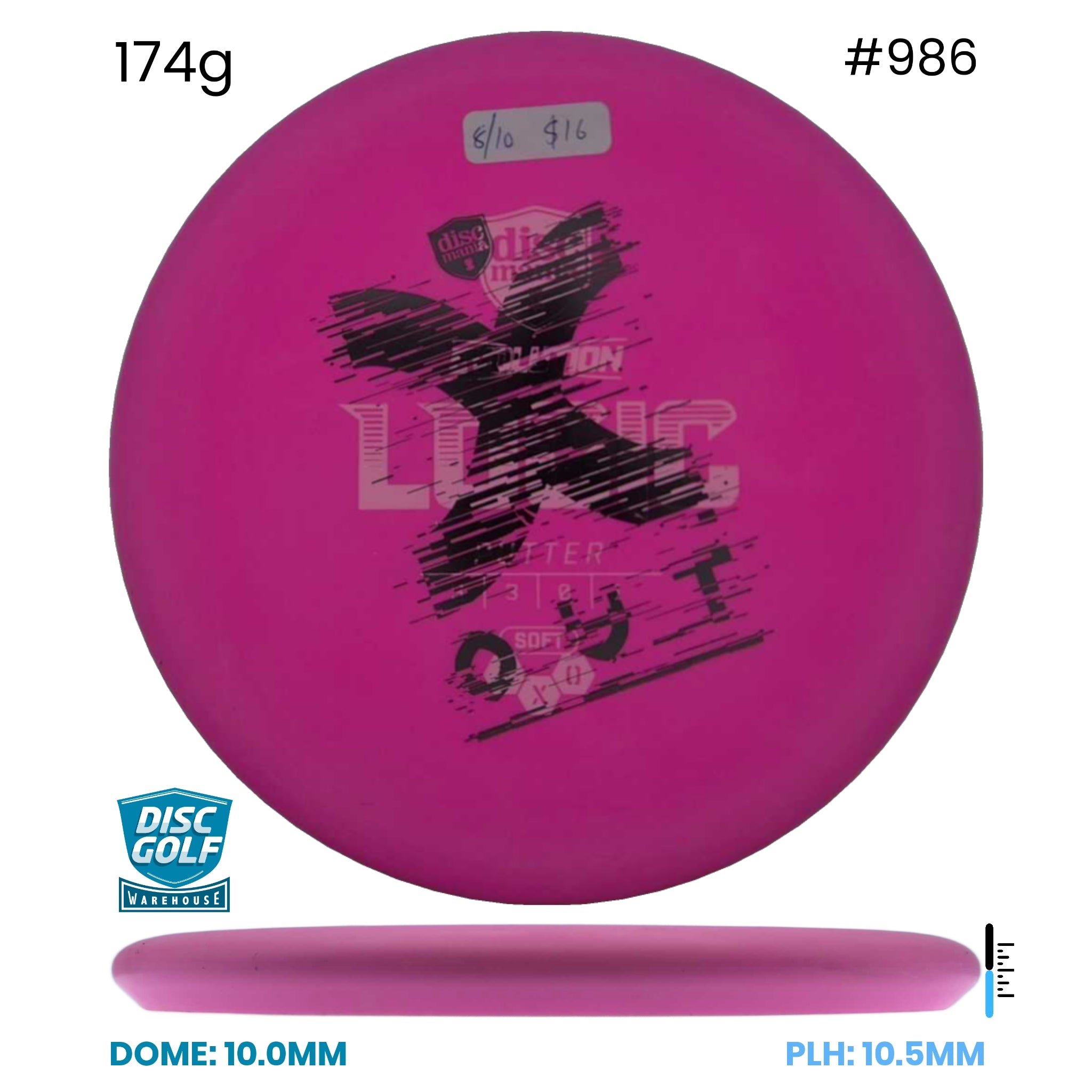 Disc Golf Warehouse Pre-loved Putt and Approach Logic - EXO Soft - 8/10/Black/White 174g