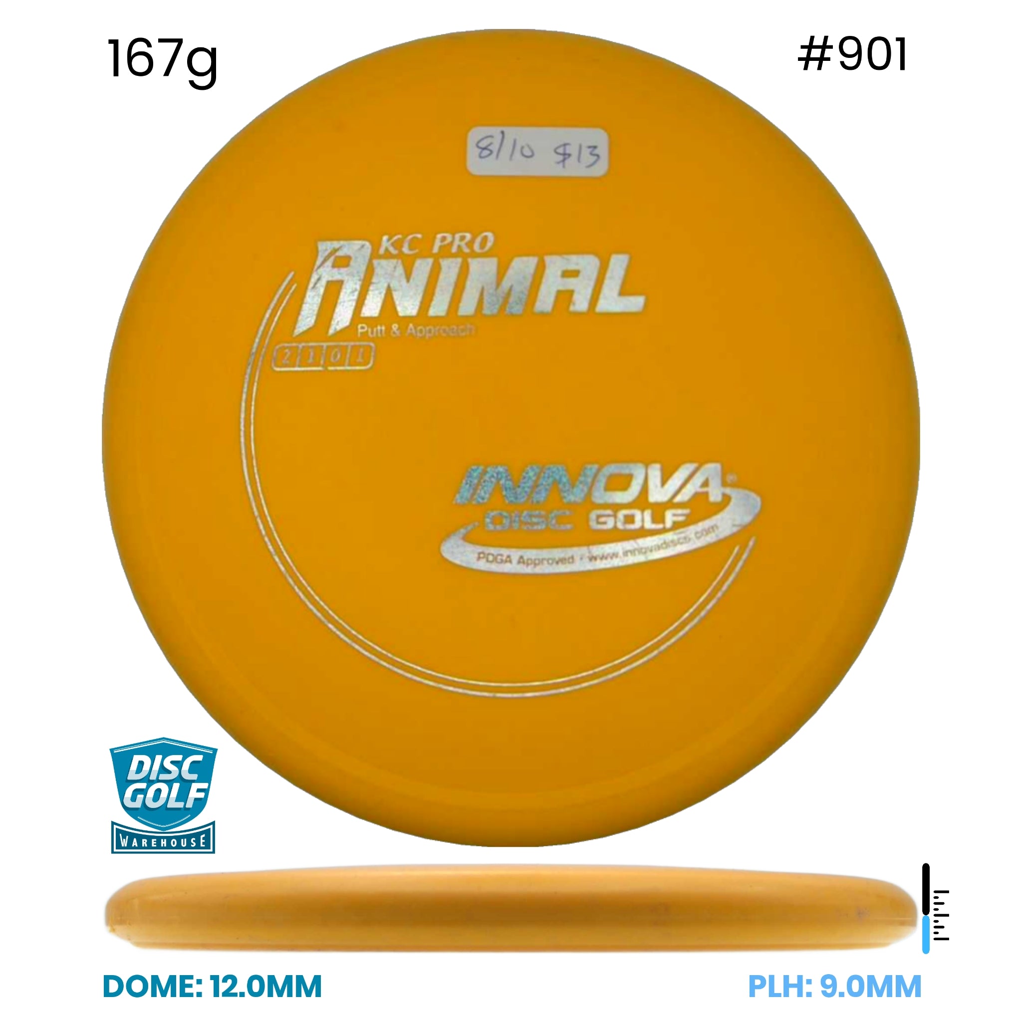 Disc Golf Warehouse Pre-loved Putt and Approach Orange/Silver 167g
