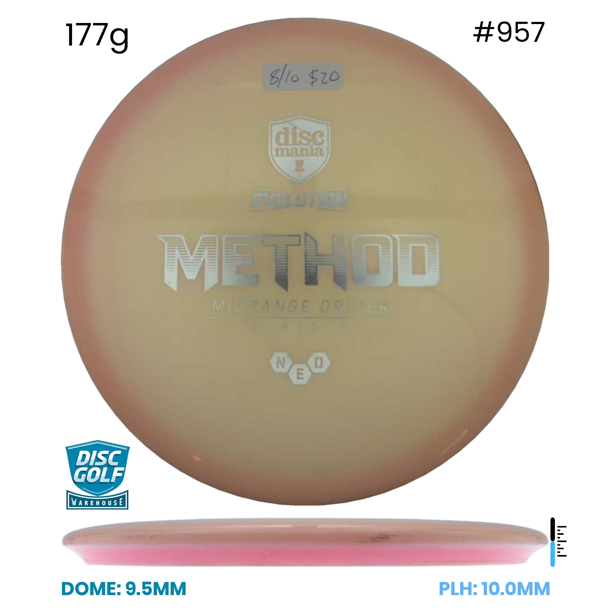 Disc Golf Warehouse Pre-loved Putt and Approach Orange/Silver 177g