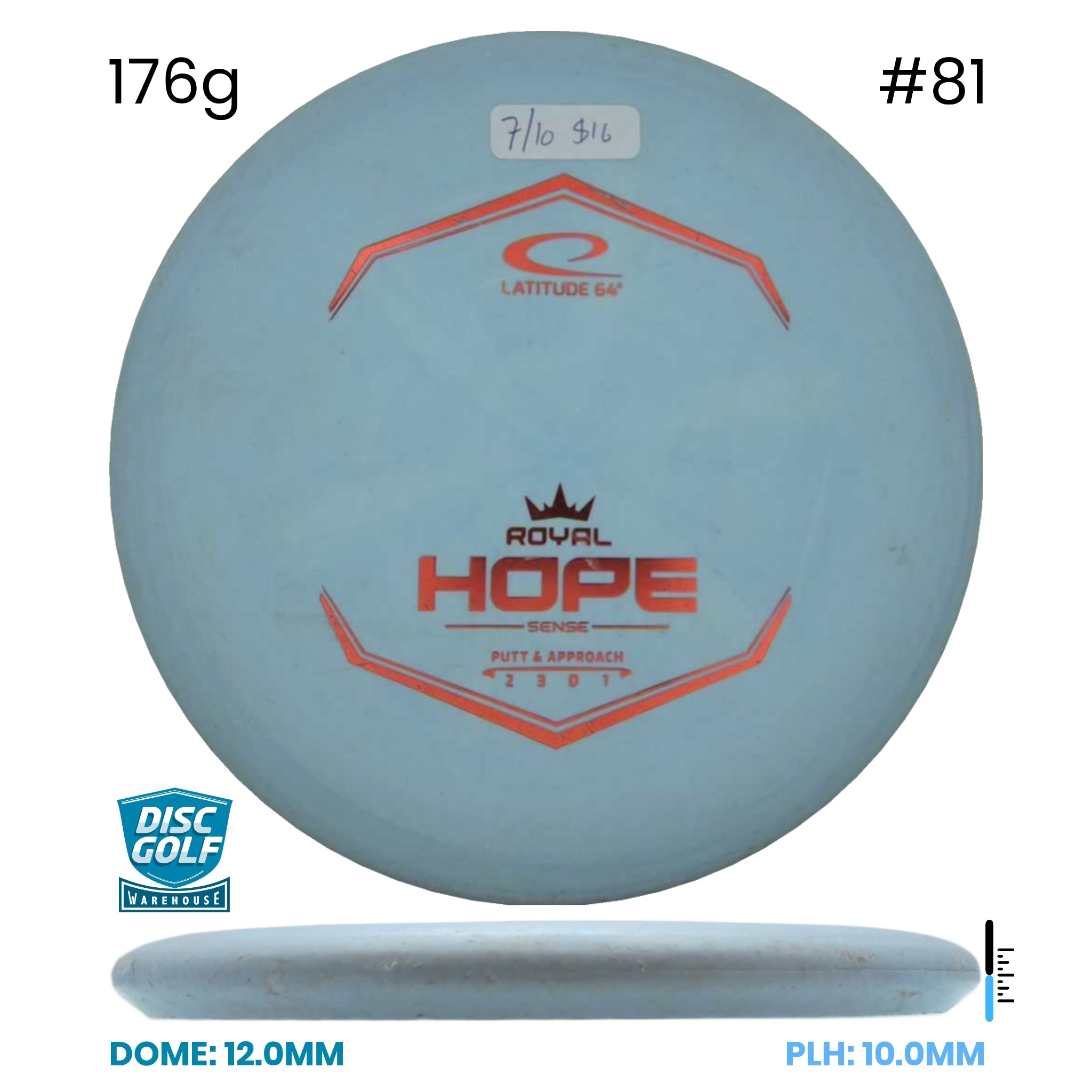 Disc Golf Warehouse Pre-loved Putt and Approach Sense - Hope - 7/10 176g