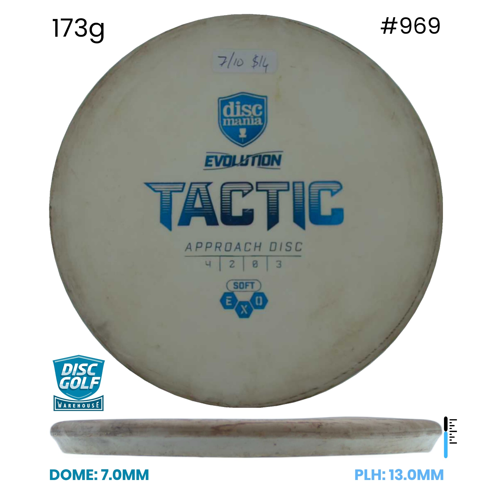 Disc Golf Warehouse Pre-loved Putt and Approach Tactic - EXO Soft - 7/10/Blue 173g