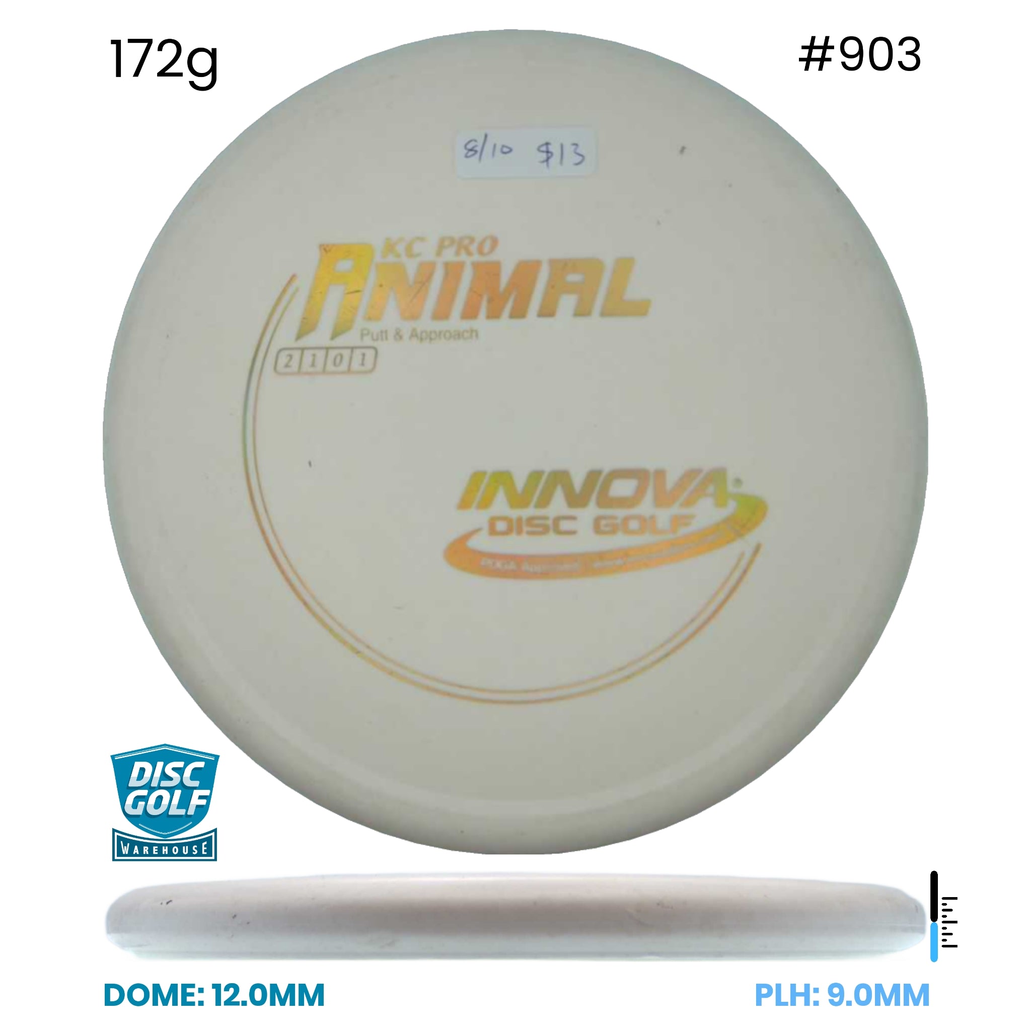 Disc Golf Warehouse Pre-loved Putt and Approach White/Gold 172g
