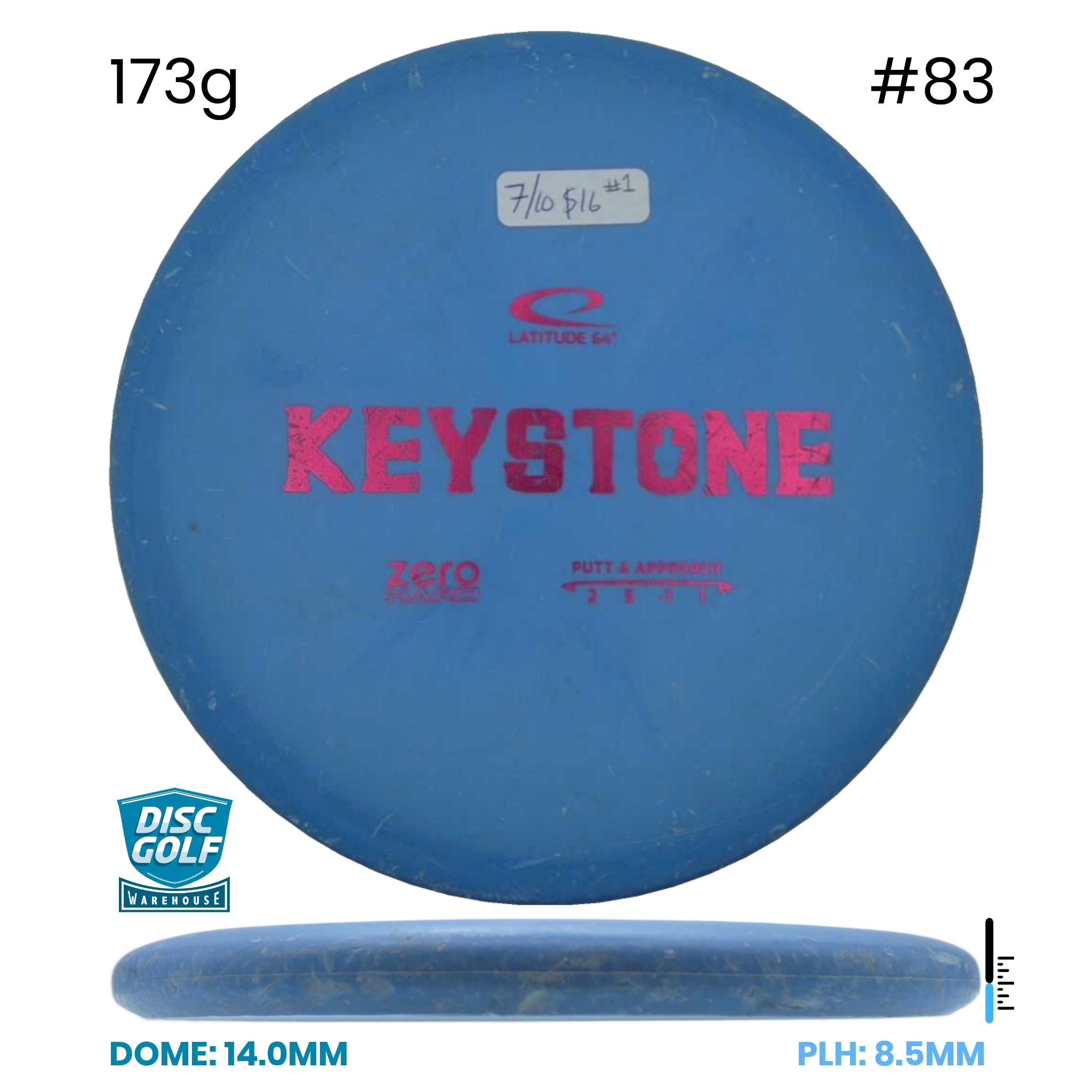 Disc Golf Warehouse Pre-loved Putt and Approach Zero Hard - Keystone - 7/10 - #1 173g