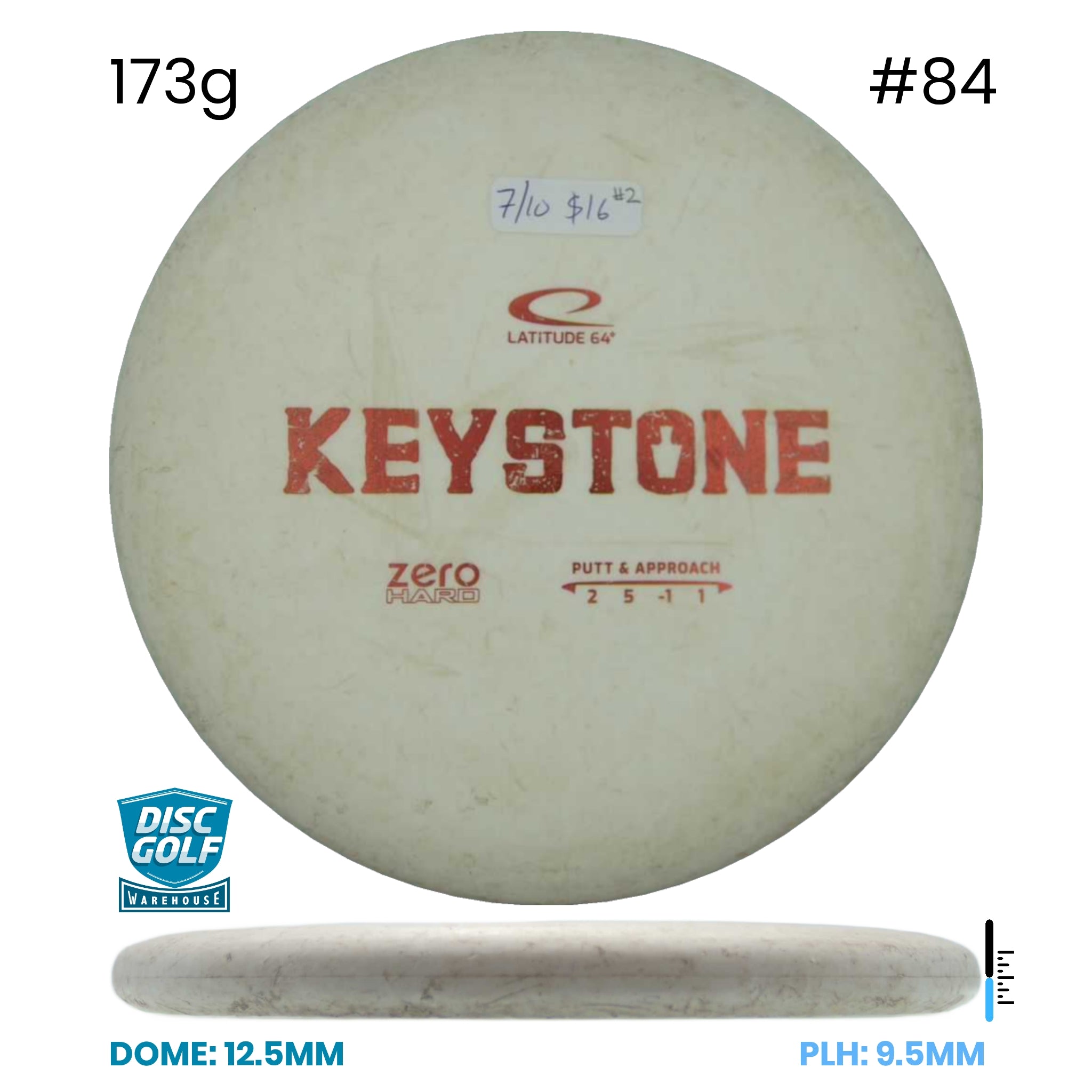 Disc Golf Warehouse Pre-loved Putt and Approach Zero Hard - Keystone - 7/10 - #2 173g