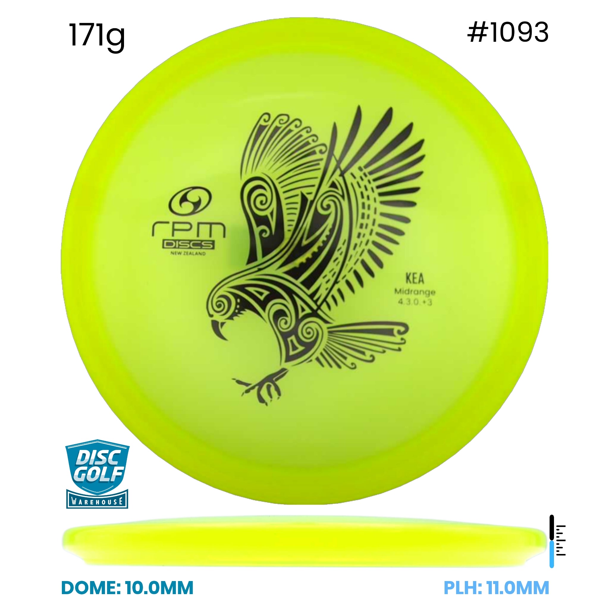 Disc Golf Warehouse RPM Kea - Cosmic Plastic Yellow/Black 171g