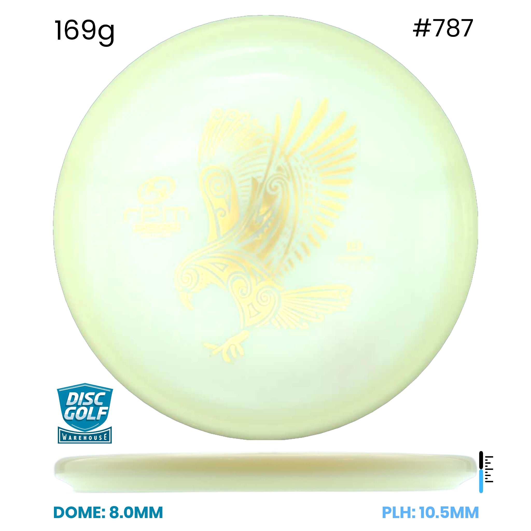 Disc Golf Warehouse RPM Kea - Glow Plastic Glow/Gold 169g
