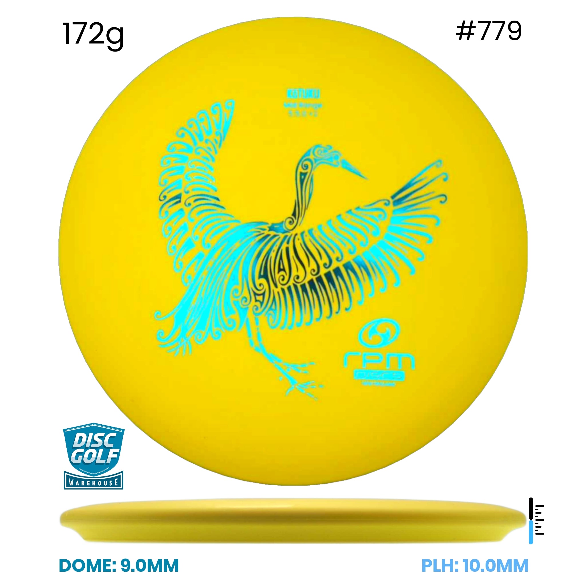 Disc Golf Warehouse RPM Kotuku - Magma Plastic Yellow/Blue Metallic 172g