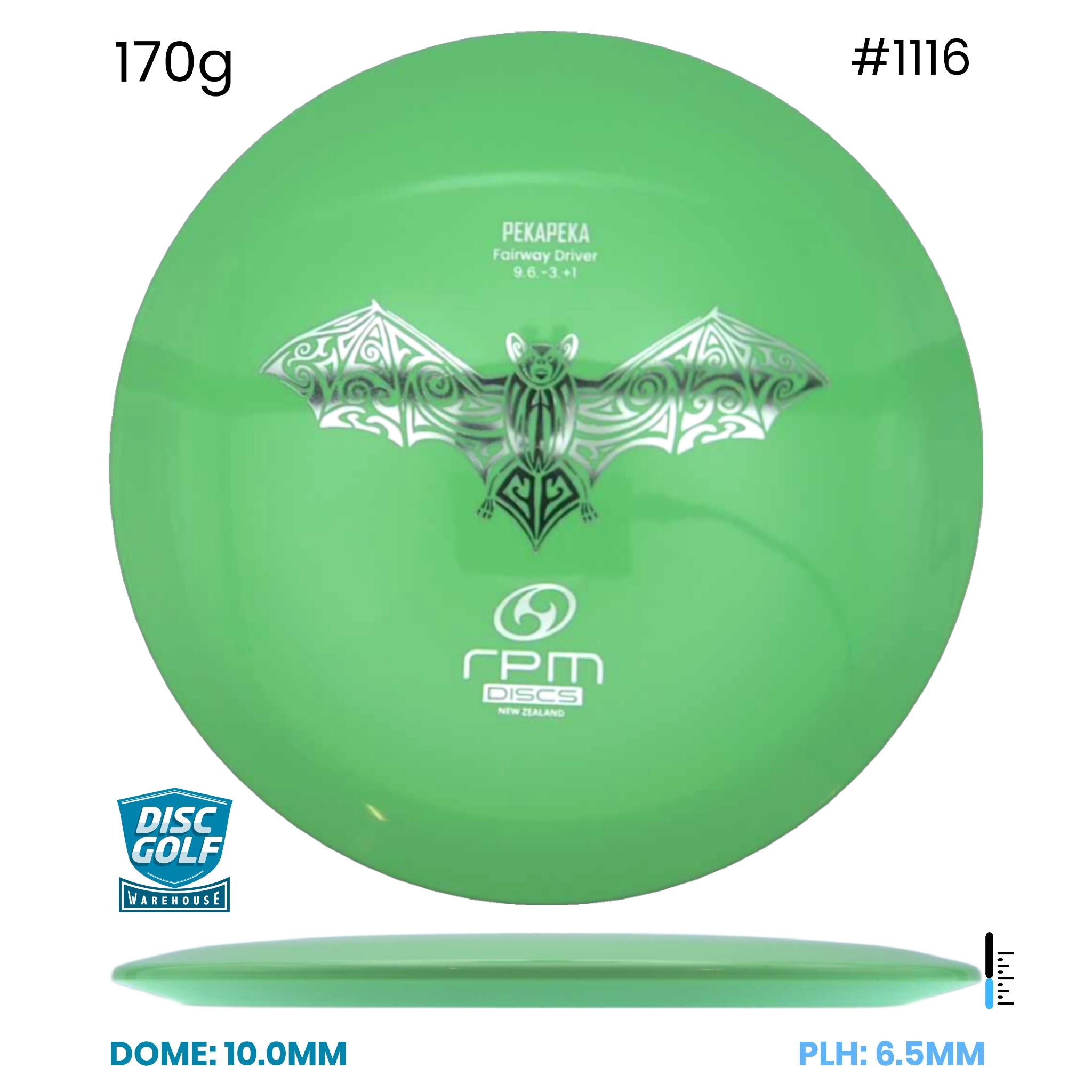 Disc Golf Warehouse RPM Pekapeka - Atomic Plastic Mint Green/Silver 170g