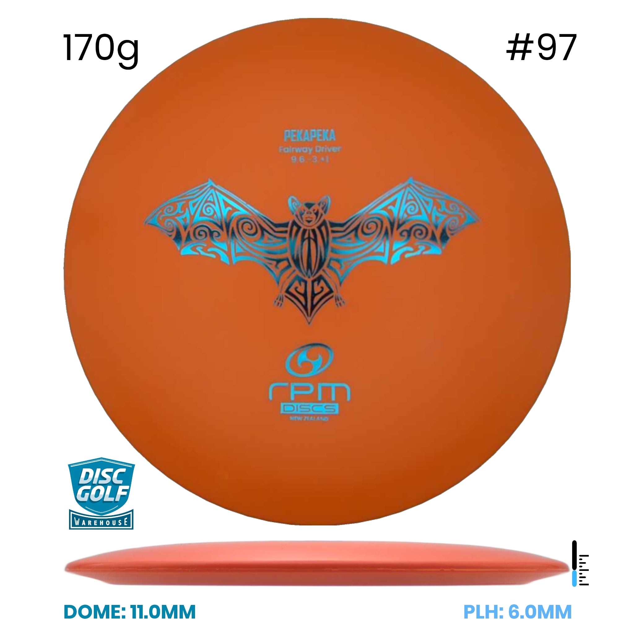Disc Golf Warehouse RPM Pekapeka - Strata Plastic Orange/Blue Metallic 170g