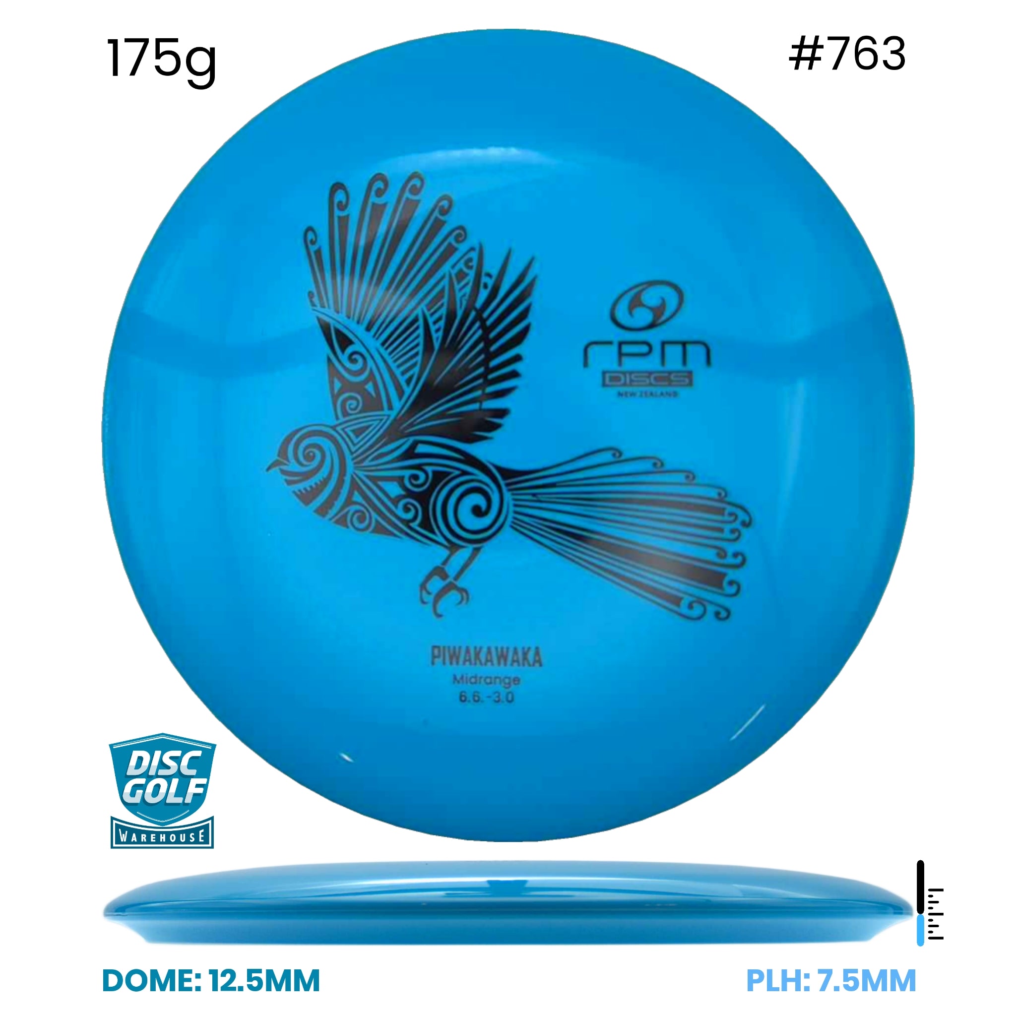 Disc Golf Warehouse RPM Piwakawaka - Atomic Plastic Blue/Black 175g