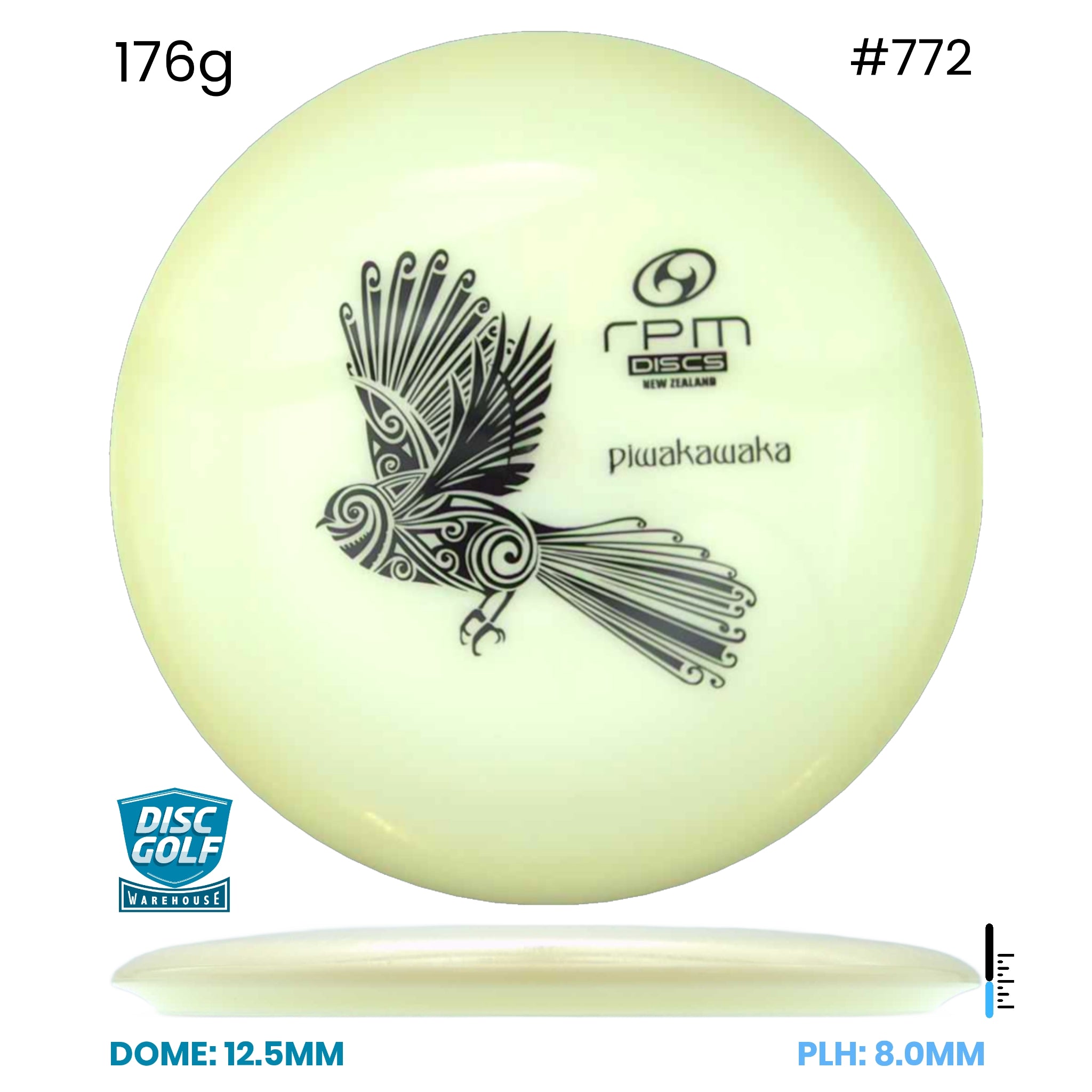 Disc Golf Warehouse RPM Piwakawaka - Glow Plastic Glow/Black 176g