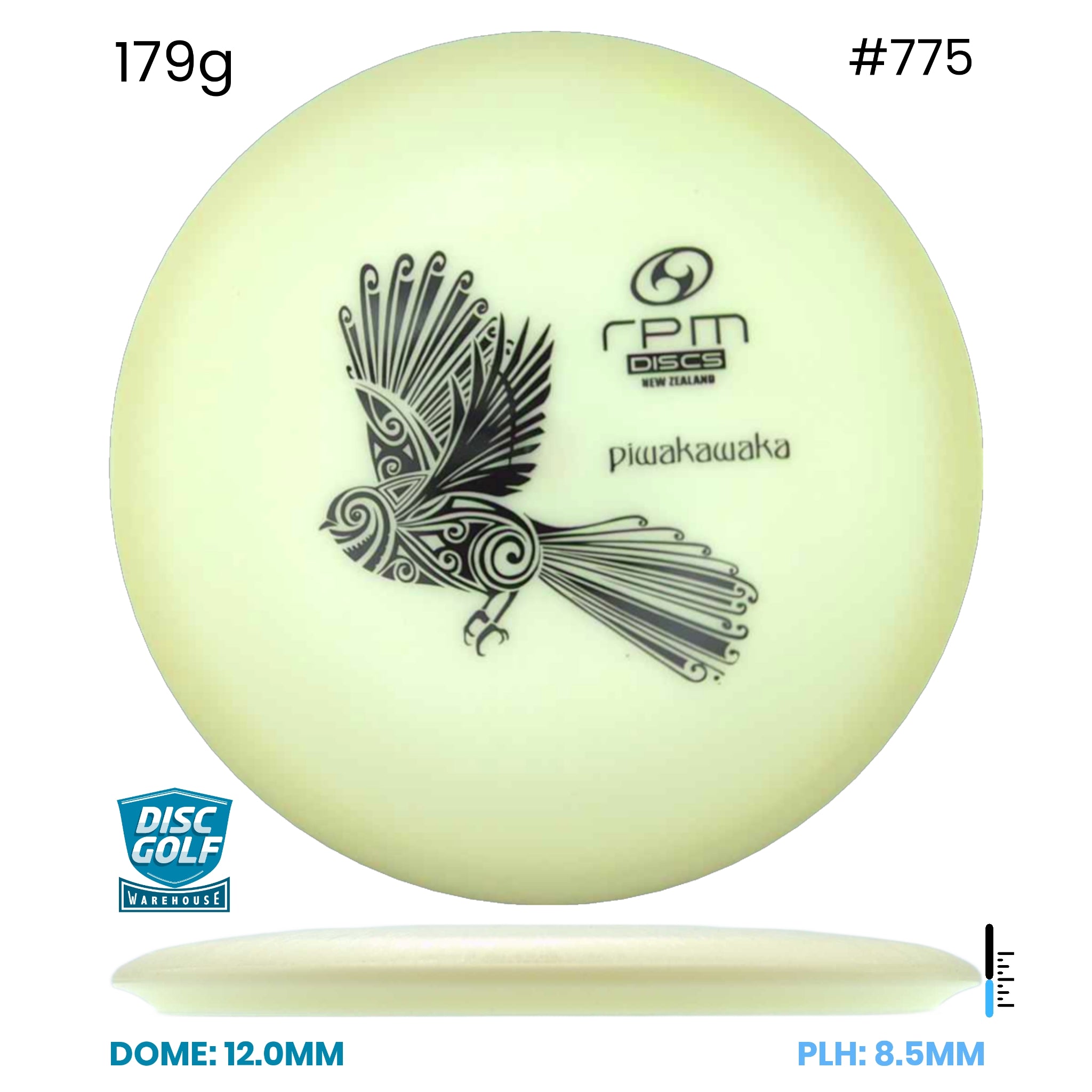Disc Golf Warehouse RPM Piwakawaka - Glow Plastic Glow/Black 179g