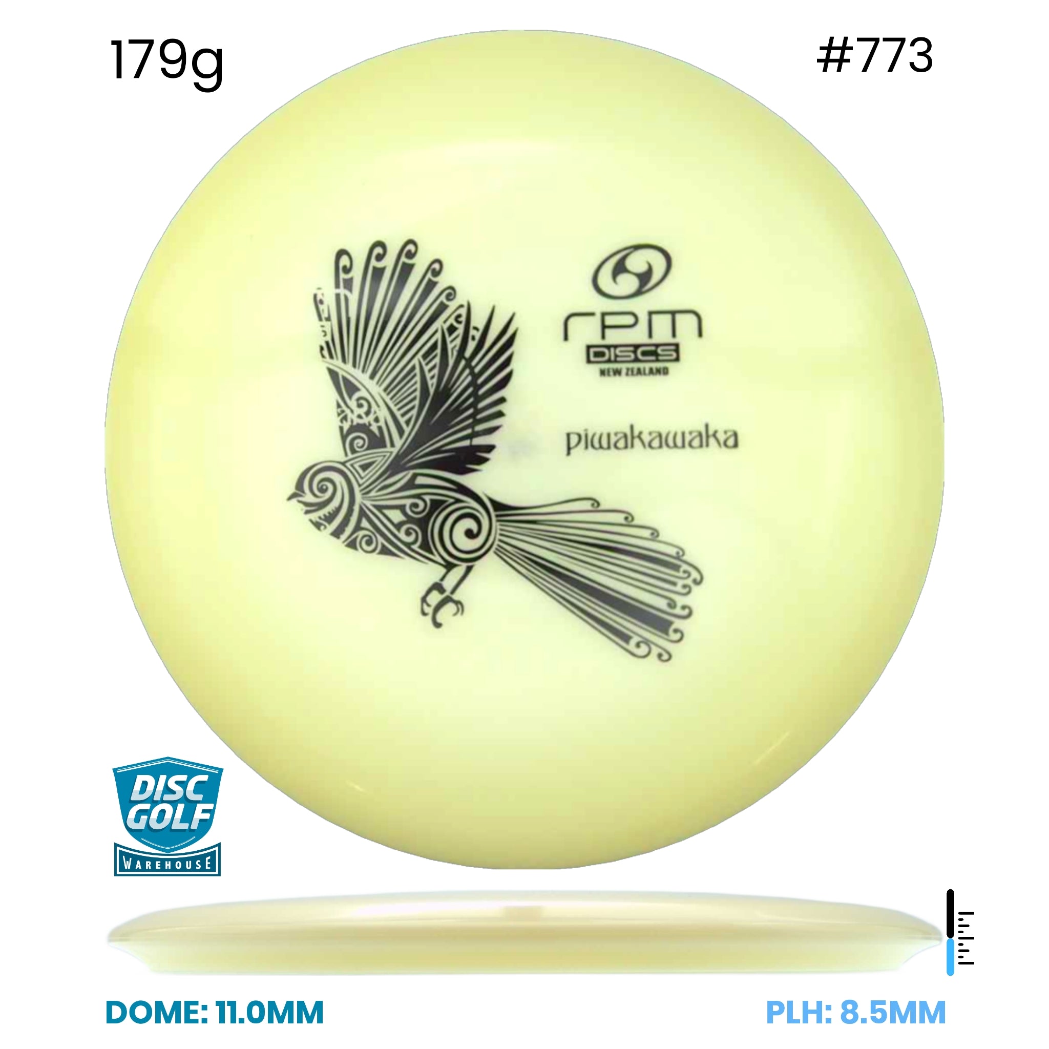 Disc Golf Warehouse RPM Piwakawaka - Glow Plastic Glow/Black 179g