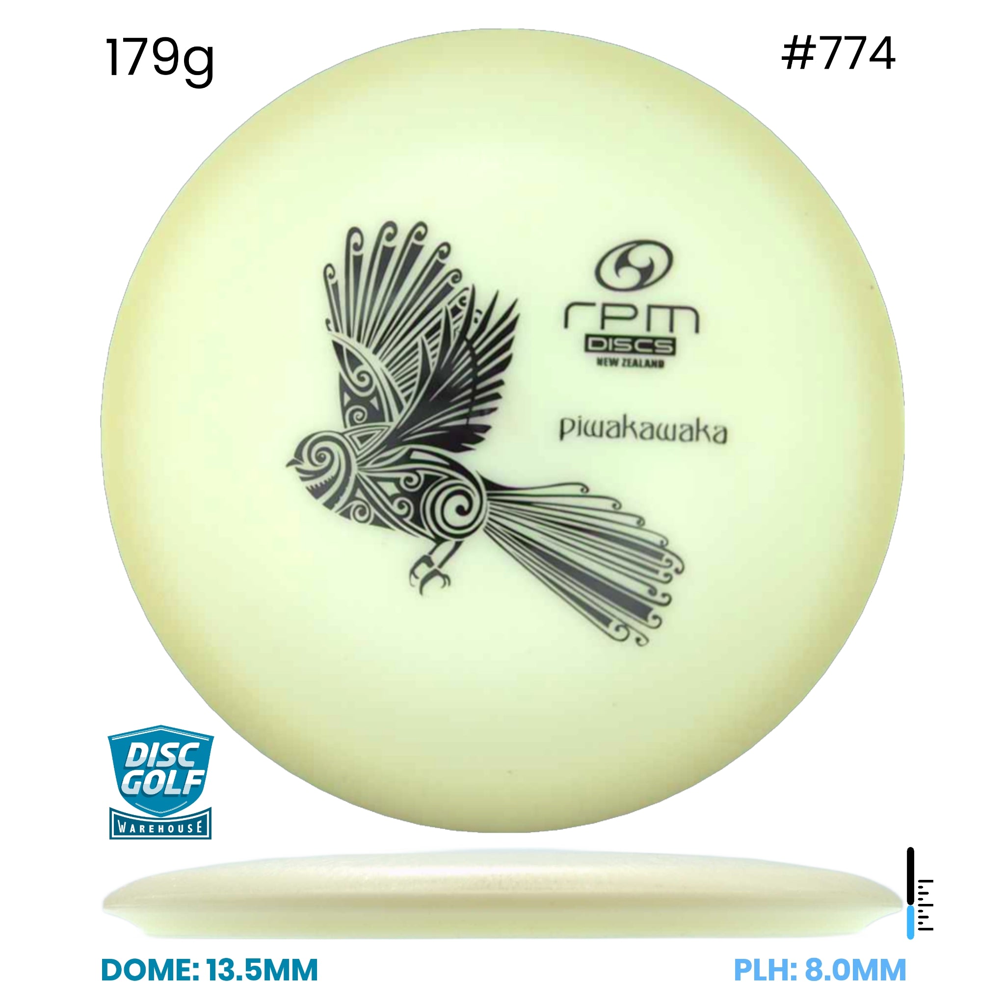 Disc Golf Warehouse RPM Piwakawaka - Glow Plastic Glow/Black 179g