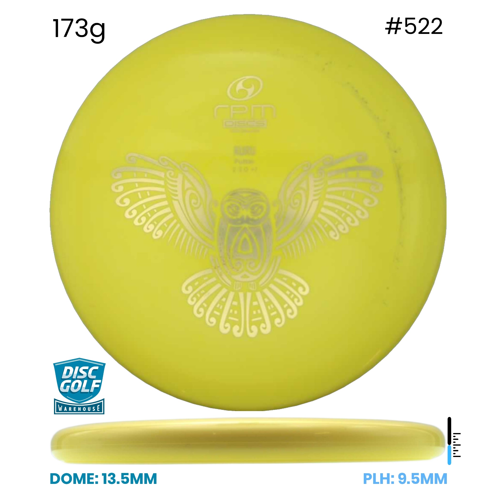 Disc Golf Warehouse RPM Ruru - Atomic Plastic Yellow/Silver 173g