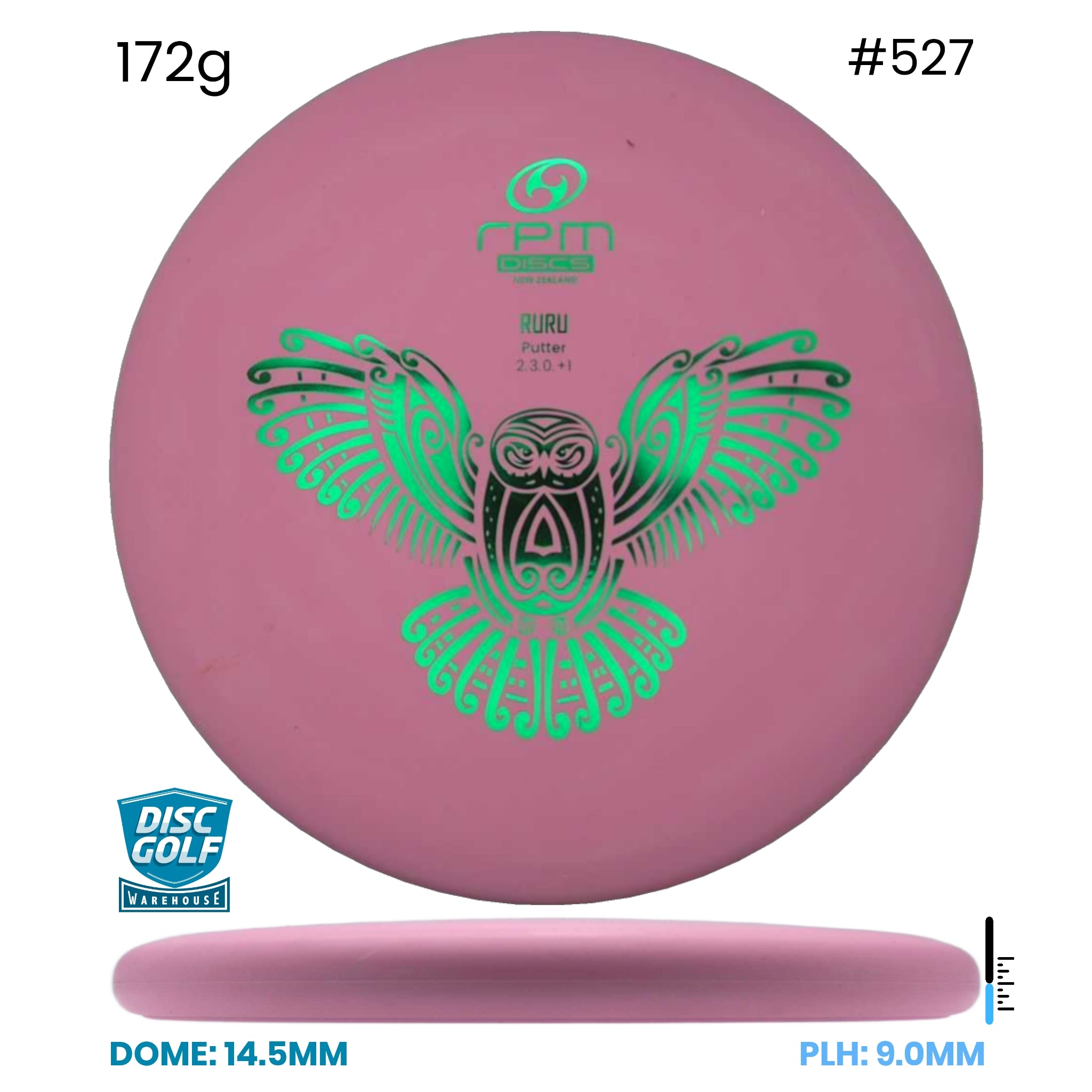 Disc Golf Warehouse RPM Ruru - Magma Plastic Pink/Green Metallic 172g