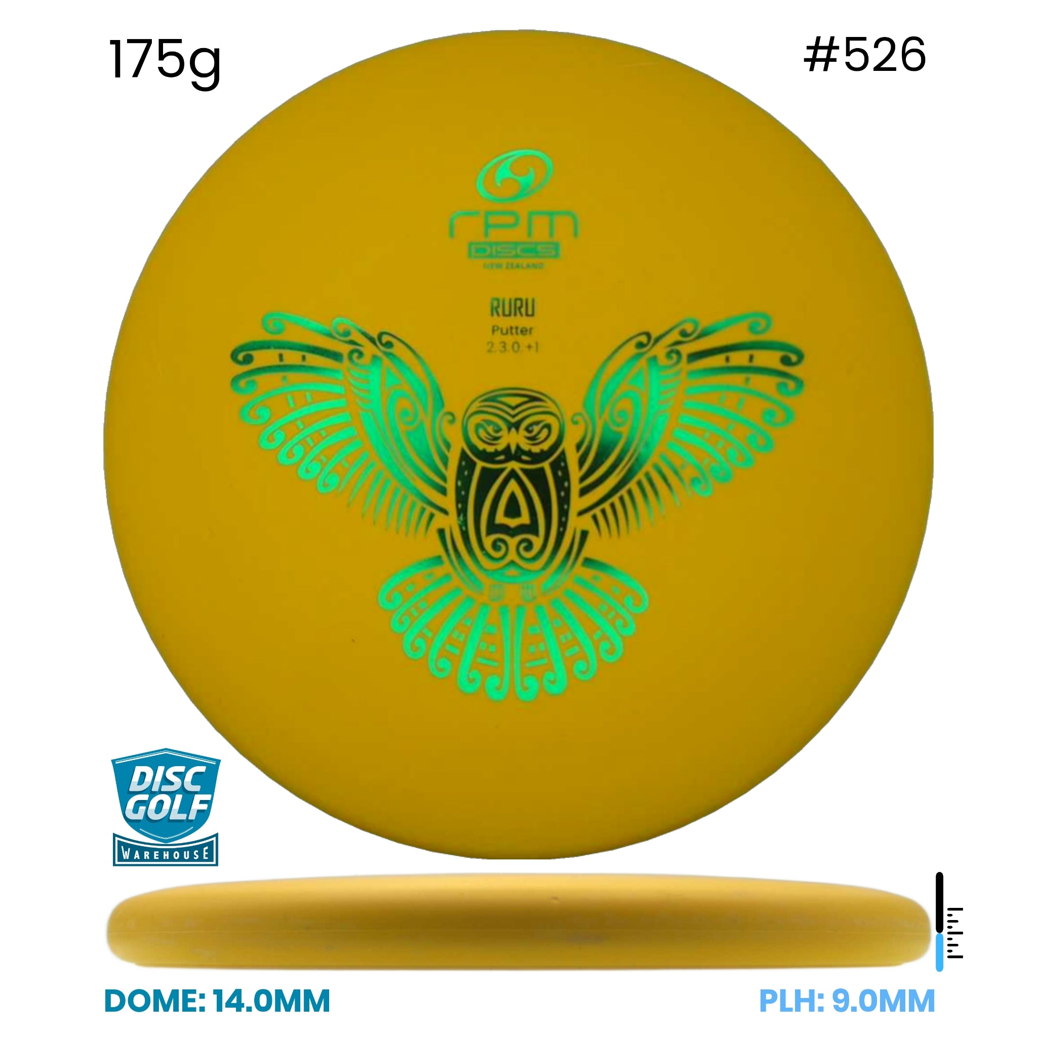 Disc Golf Warehouse RPM Ruru - Magma Plastic Yellow/Green Metallic 175g