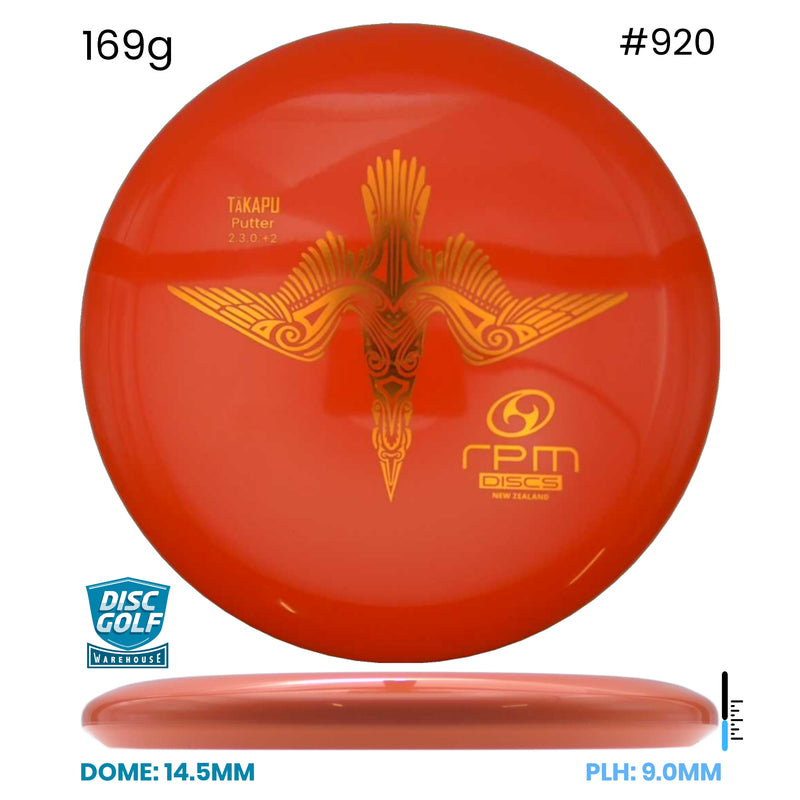 Disc Golf Warehouse RPM Tākapu - Atomic Plastic Orange/Gold 169g