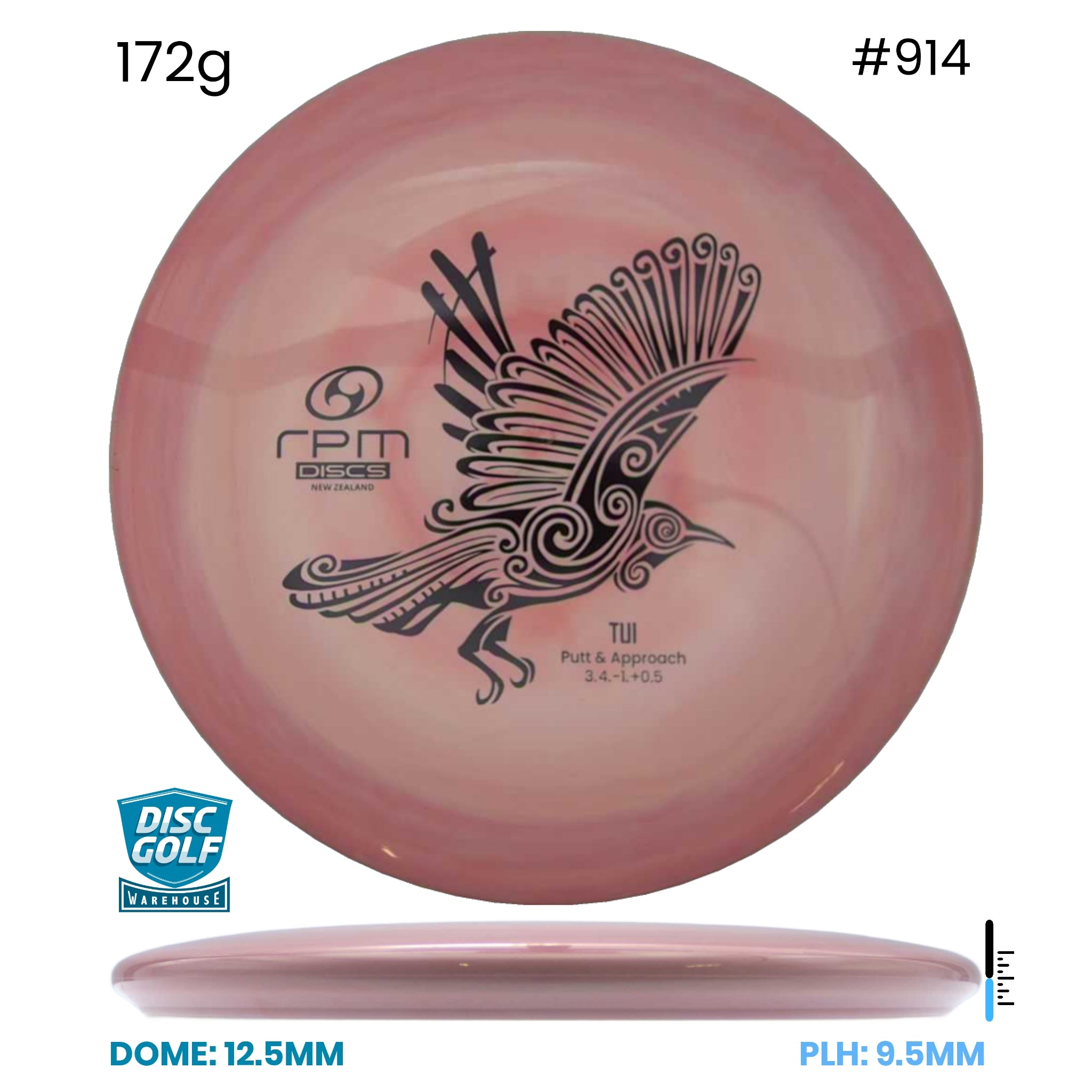 Disc Golf Warehouse RPM Tui - Atomic Plastic Pink/Black 172g