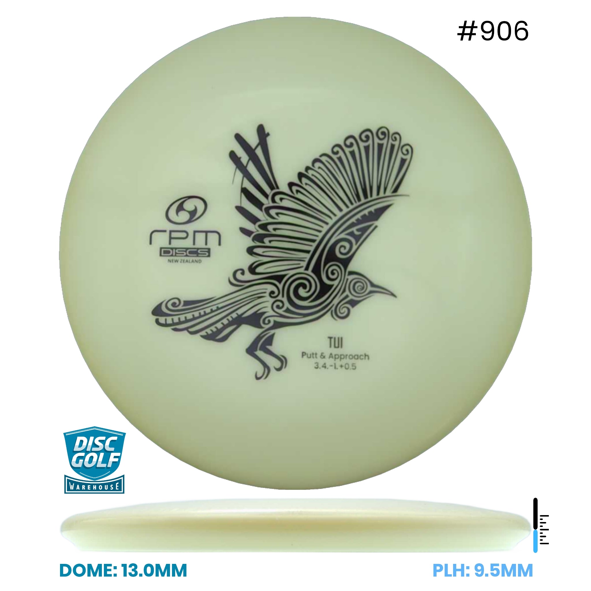 Disc Golf Warehouse RPM Tui - Glow Plastic Glow/Black