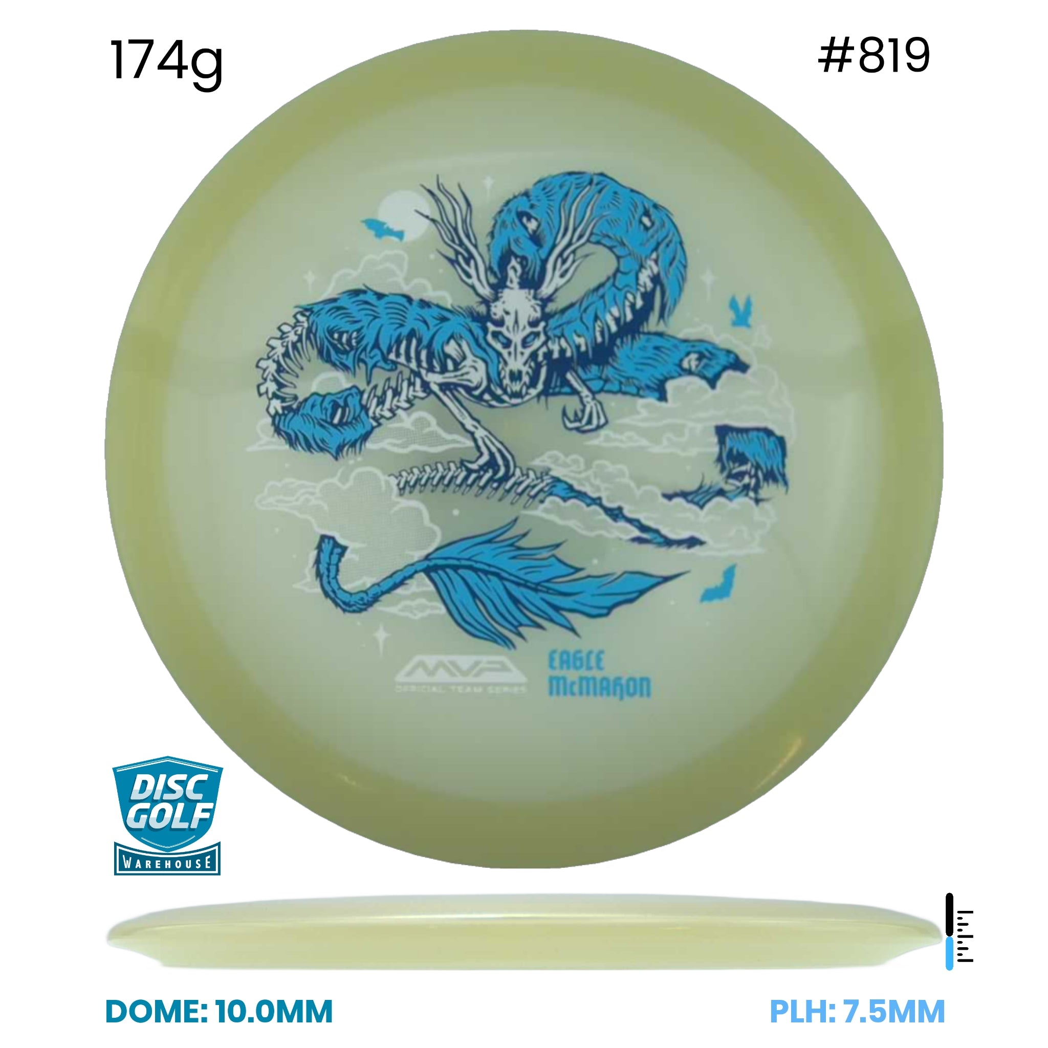Disc Golf Warehouse Streamline Ascend - Eclipse Plastic - Eagle McMahon Halloween Team Series Glow/Blue Stamp 174g