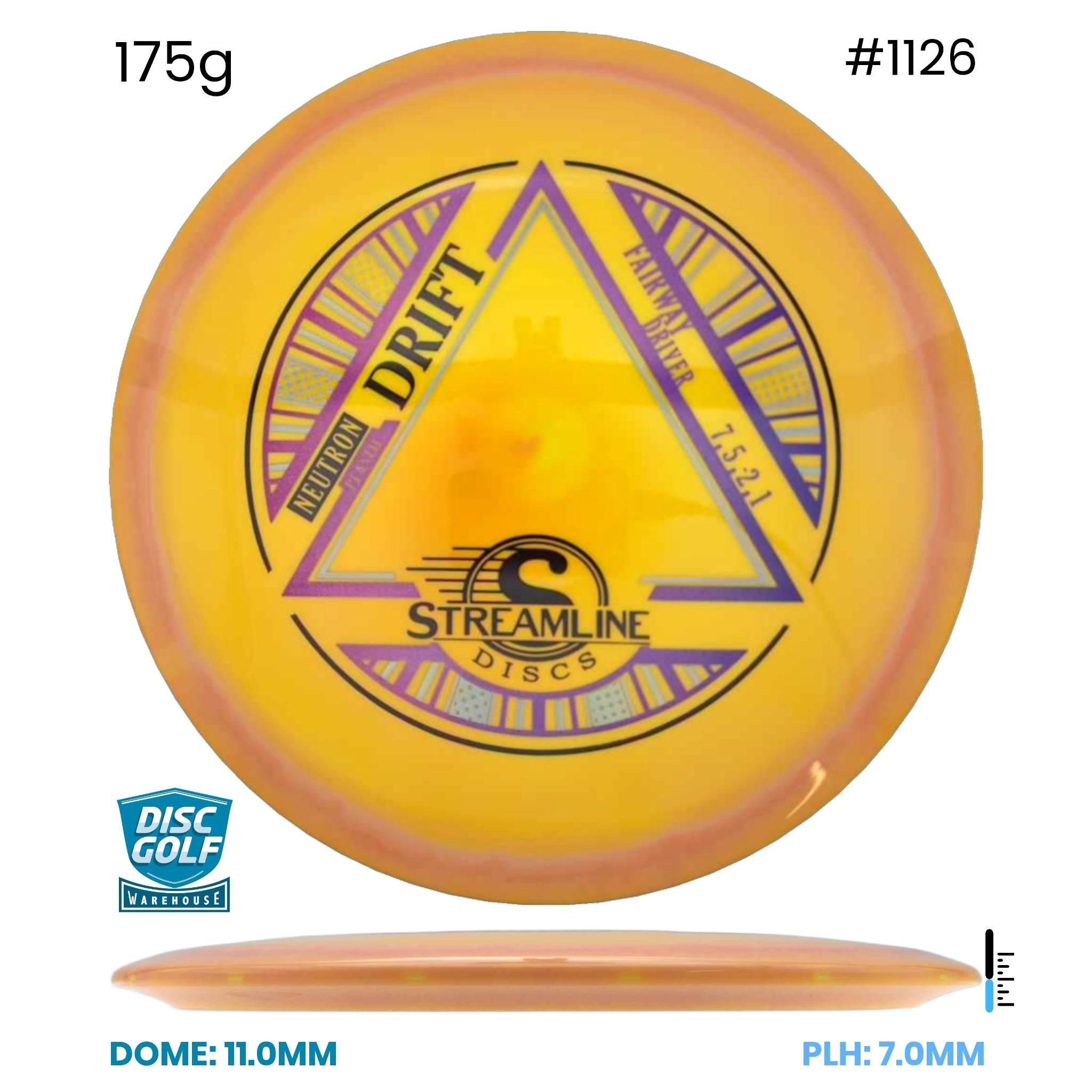 Disc Golf Warehouse Streamline Drift - Neutron Plastic Orange Swirl/Red Metallic, Silver 175g