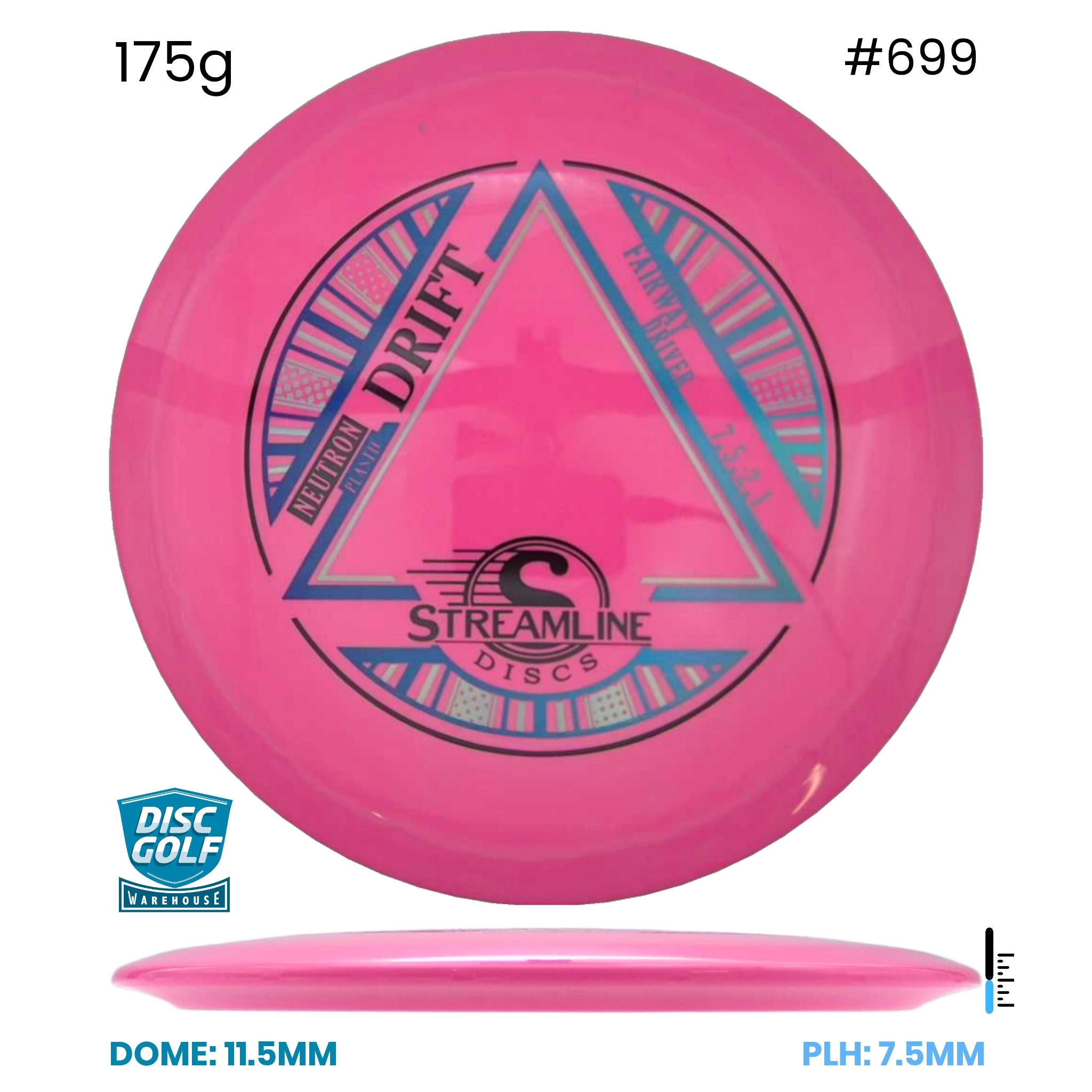 Disc Golf Warehouse Streamline Drift - Neutron Plastic Pink/Black, Blue Metallic 175g