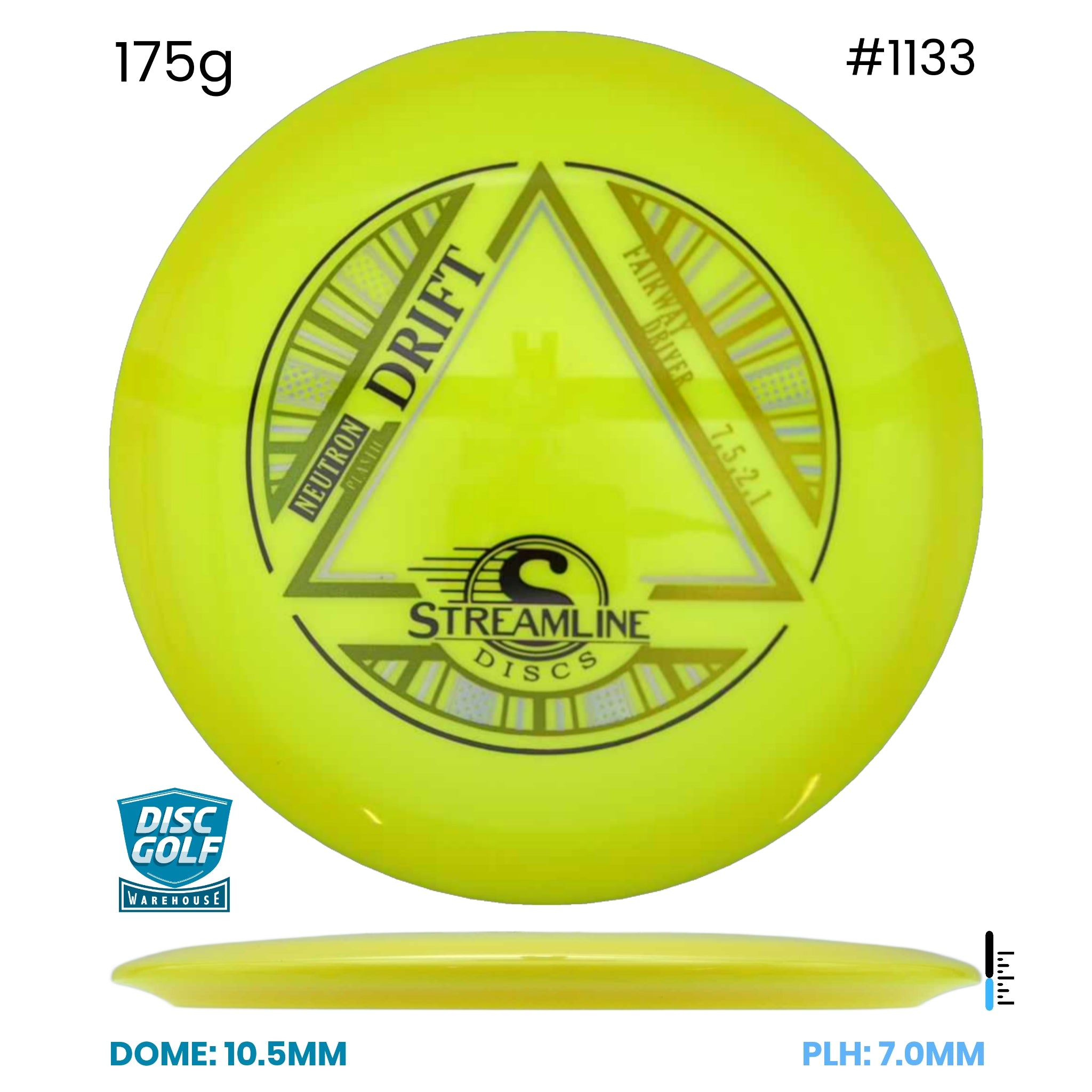 Disc Golf Warehouse Streamline Drift - Neutron Plastic Yellow/Black, Gold 175g