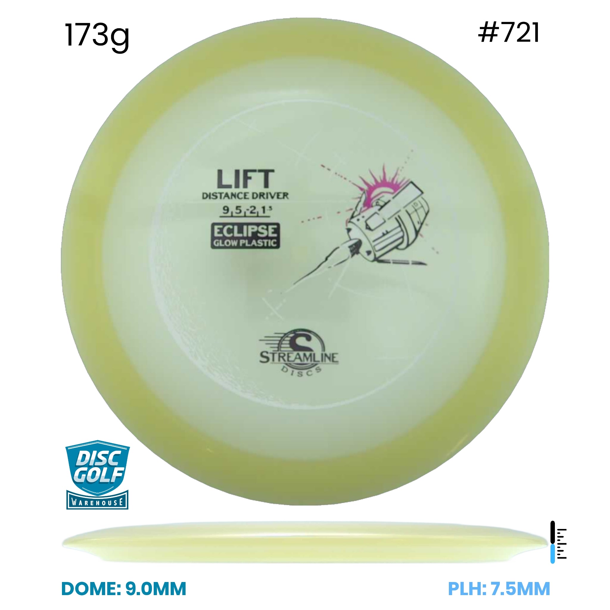 Disc Golf Warehouse Streamline Lift - Eclipse Glow Plastic Glow 173g