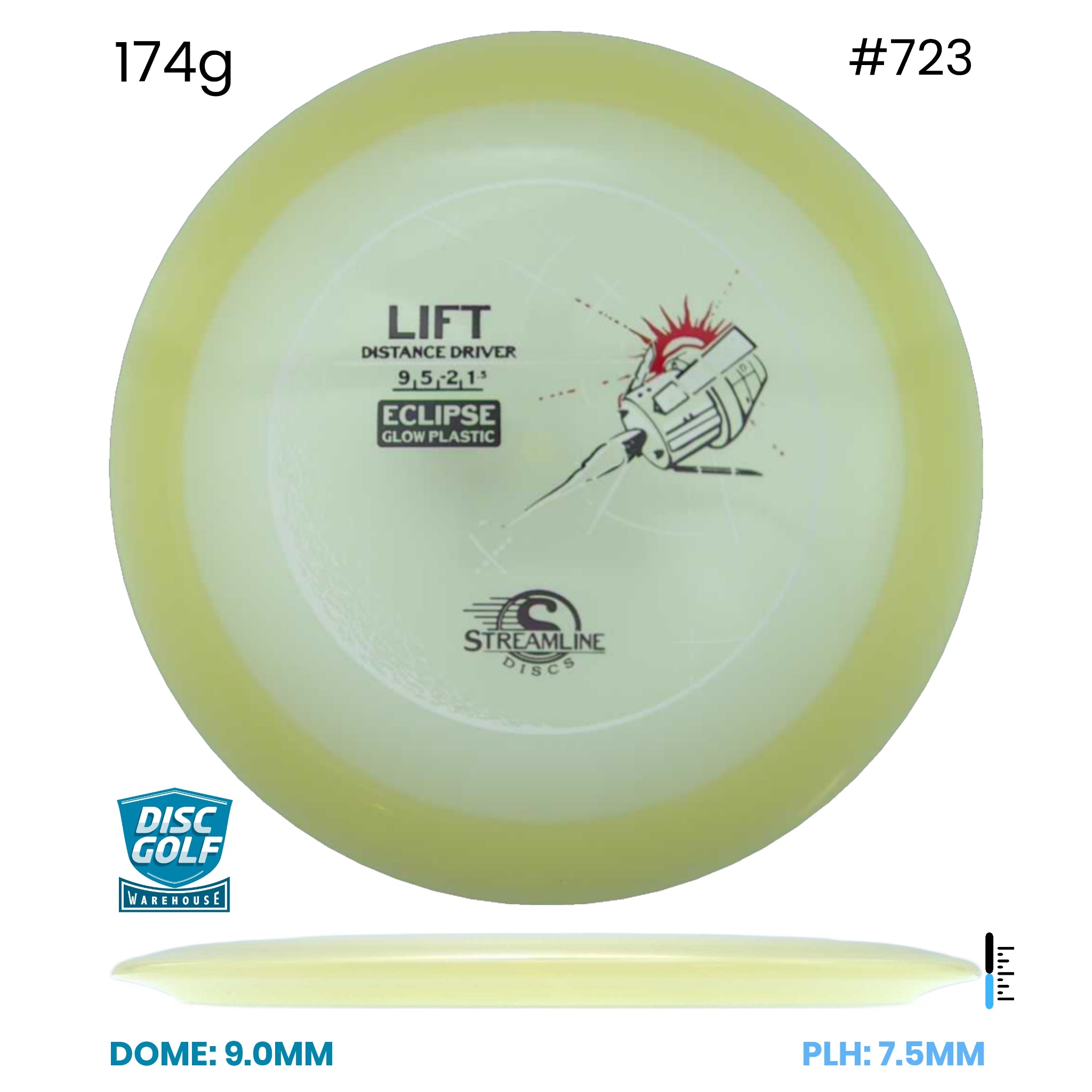 Disc Golf Warehouse Streamline Lift - Eclipse Glow Plastic Glow 174g
