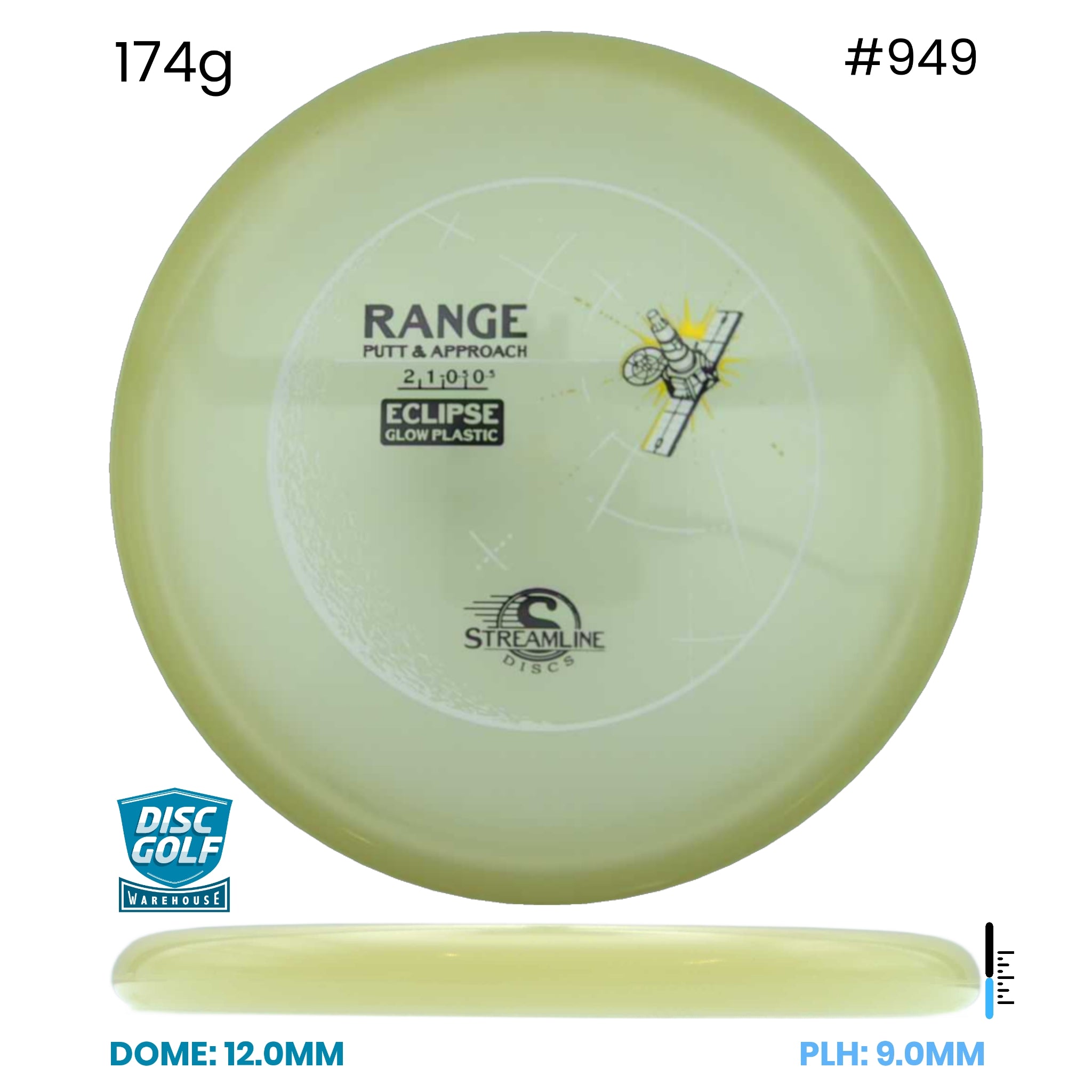 Disc Golf Warehouse Streamline Range - Eclipse Glow Plastic Glow/Black, Rainbow Holo 174g