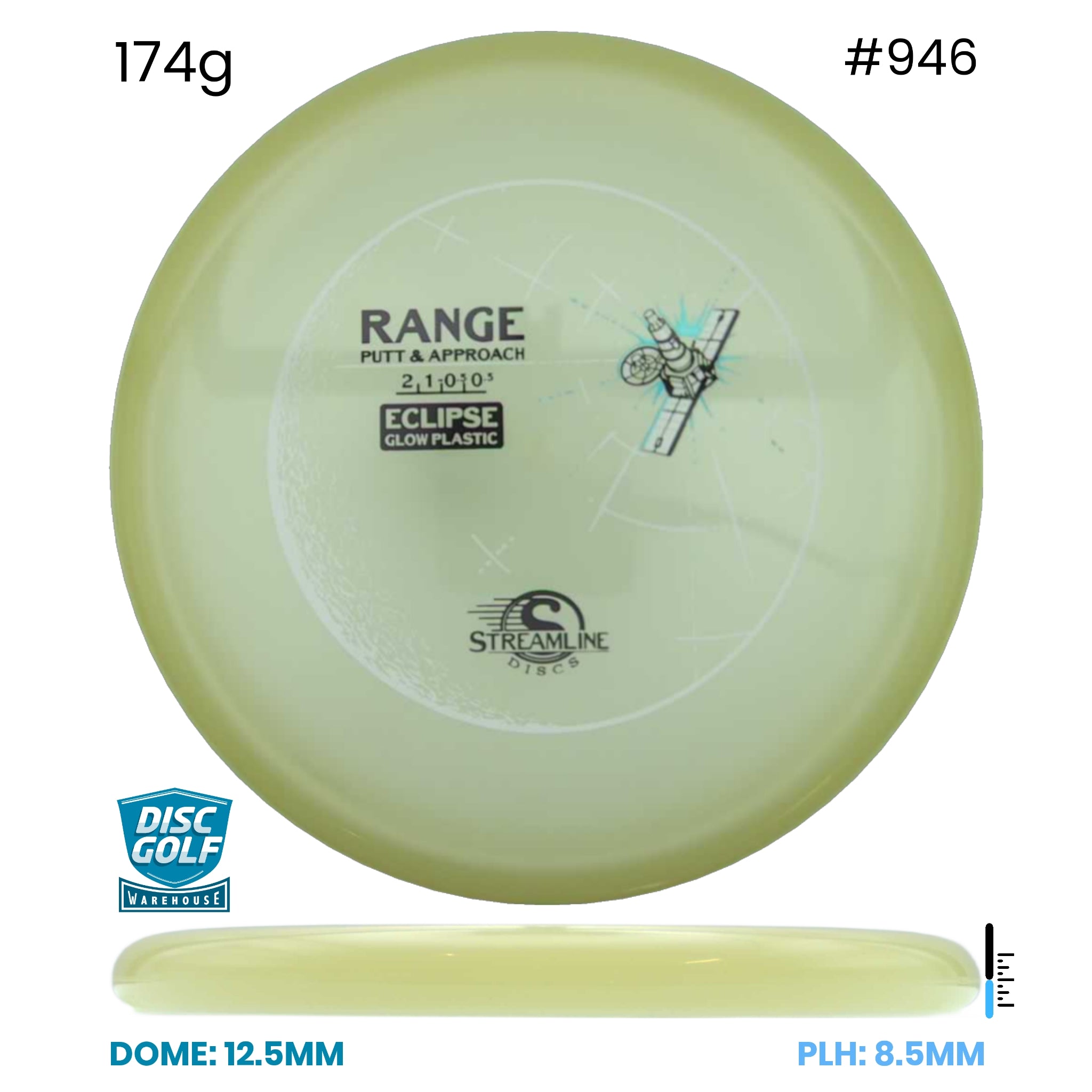 Disc Golf Warehouse Streamline Range - Eclipse Glow Plastic Glow/Black, Rainbow Holo 174g