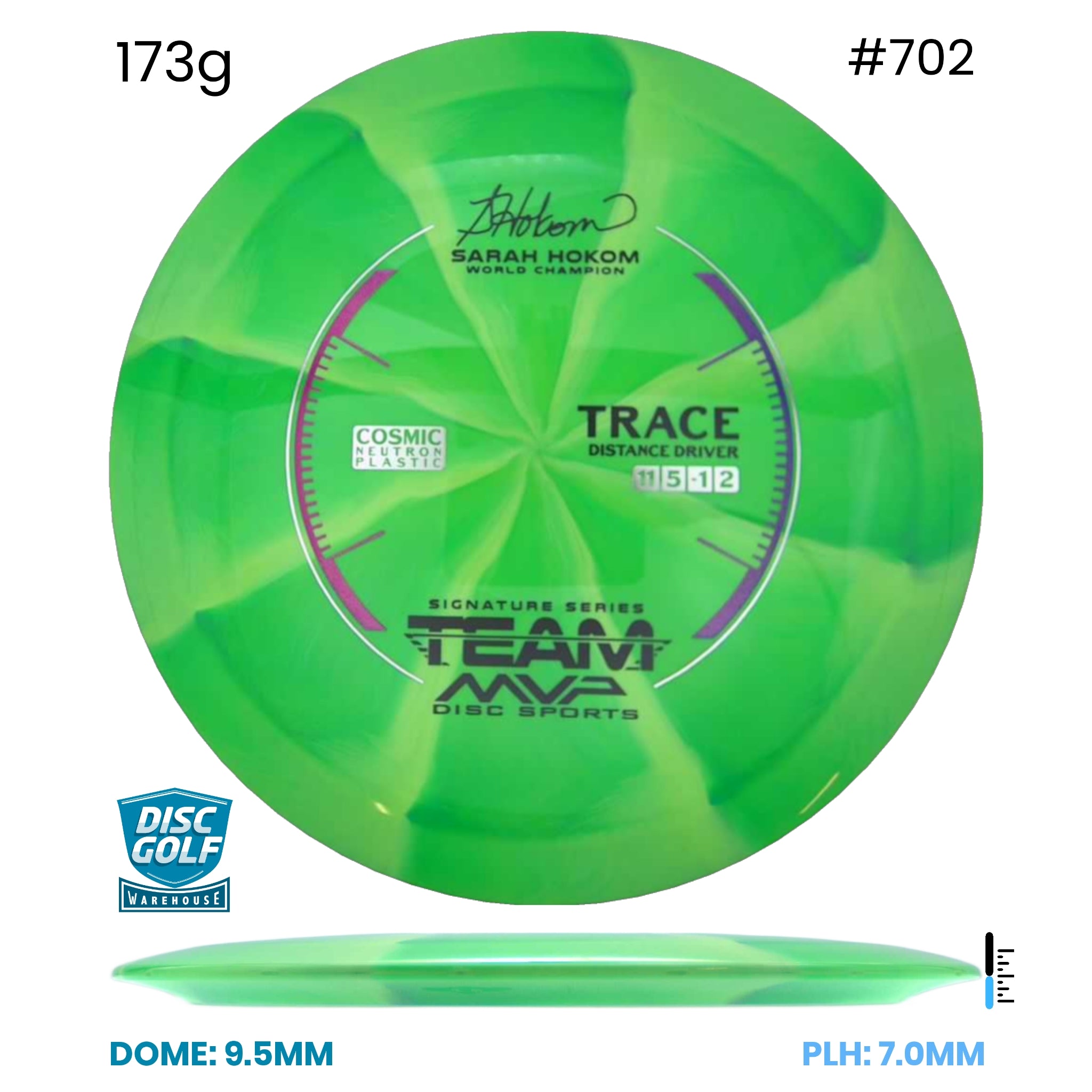 Disc Golf Warehouse Streamline Trace - Cosmic Neutron Plastic Green/Purple Metallic, Silver 173g