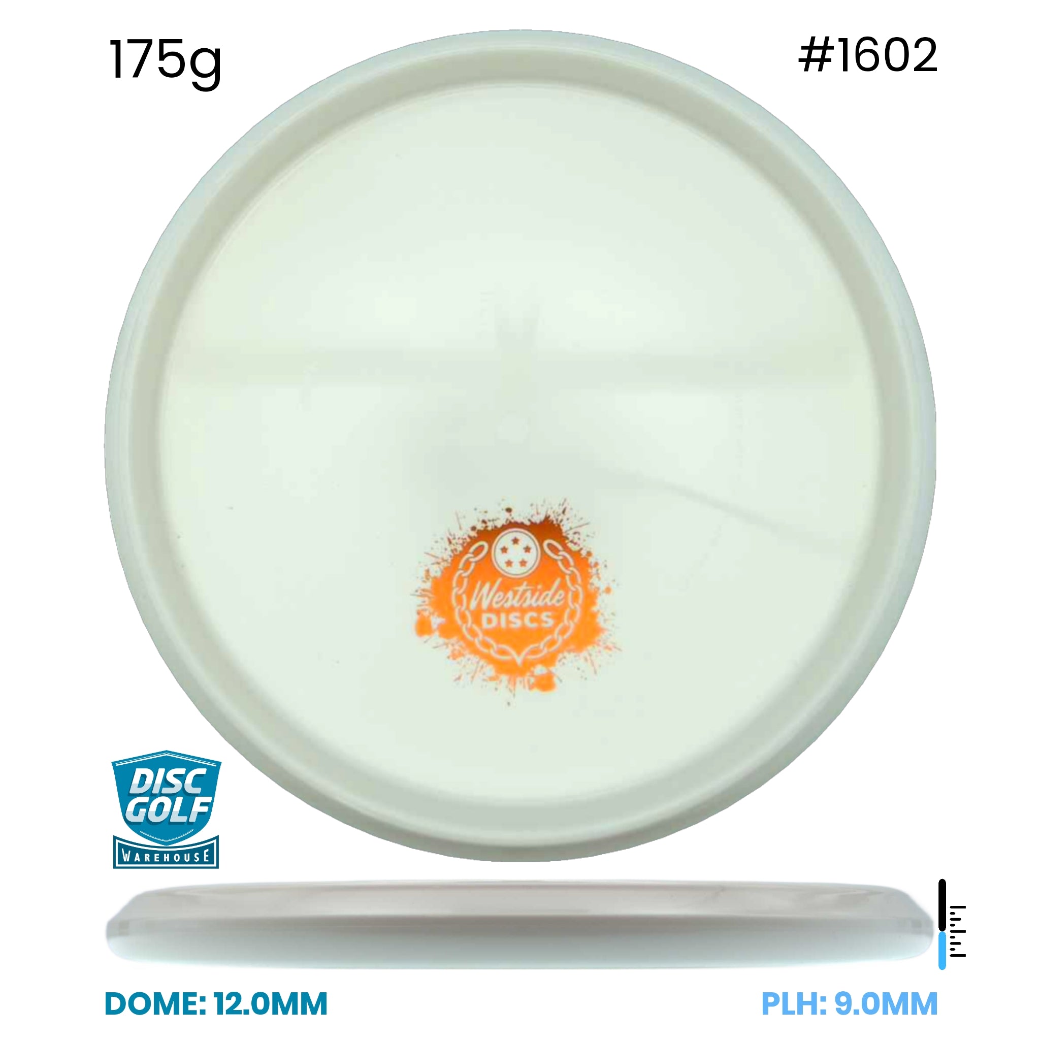 Disc Golf Warehouse Westside Discs Harp - Tournament Plastic - White Bottom Stamp White/Gold Metallic 175g