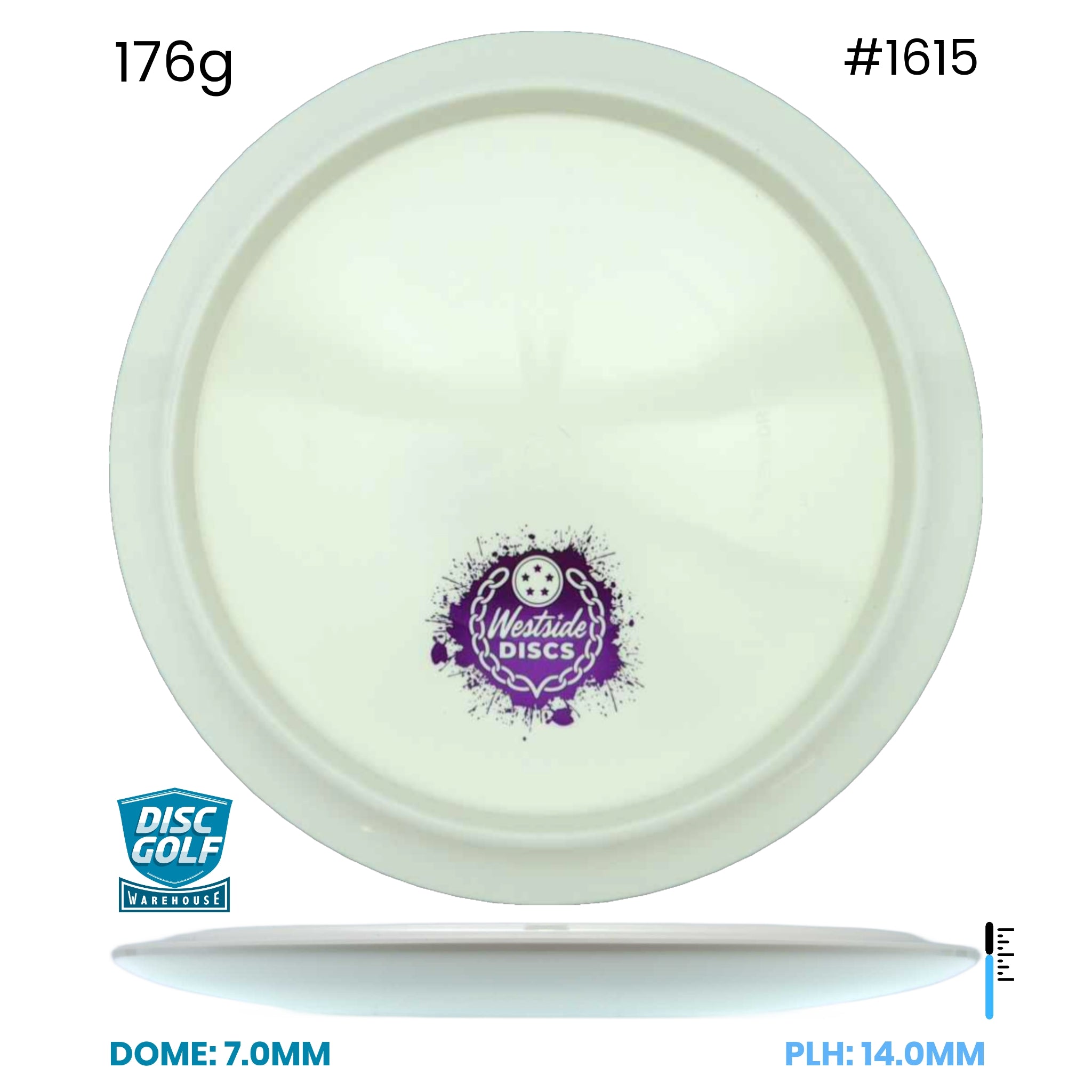 Disc Golf Warehouse Westside Discs Underworld - Tournment Plastic - White Bottom Stamp White/Purple Metallic 176g