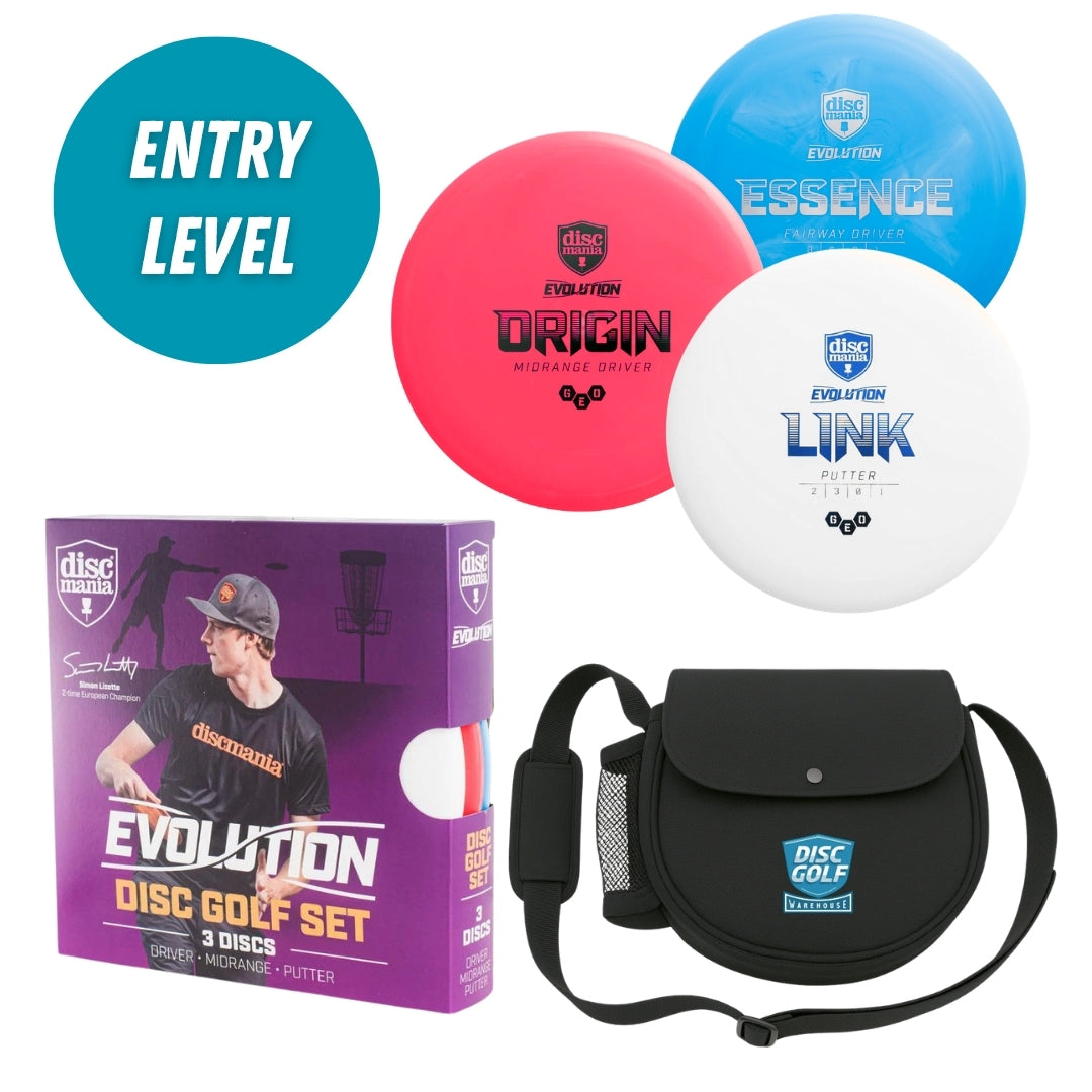 Discmania 3 Disc Starter Set with box and DGW Starter Bag, Black, Essence, Origin and Link discs
