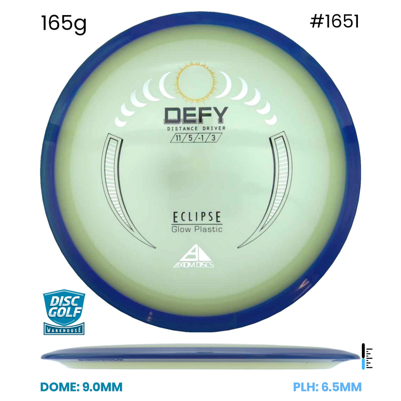Disc Golf Warehouse Axiom Defy - Eclipse Glow Plastic Glow/Blue Swirl Rim 165g