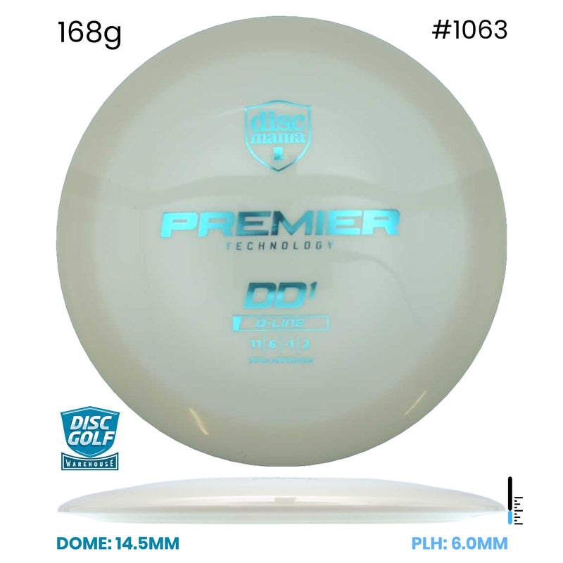 Disc Golf Warehouse Discmania DD1 - Premier Q-Line Plastic White/Blue Metallic 168g