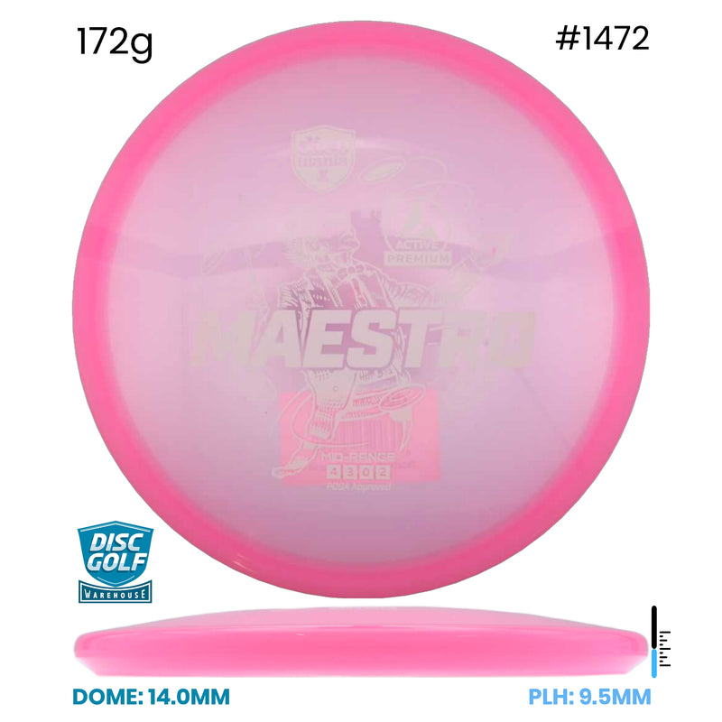 Disc Golf Warehouse Discmania Maestro - Active Premium Plastic Pink/White 172g