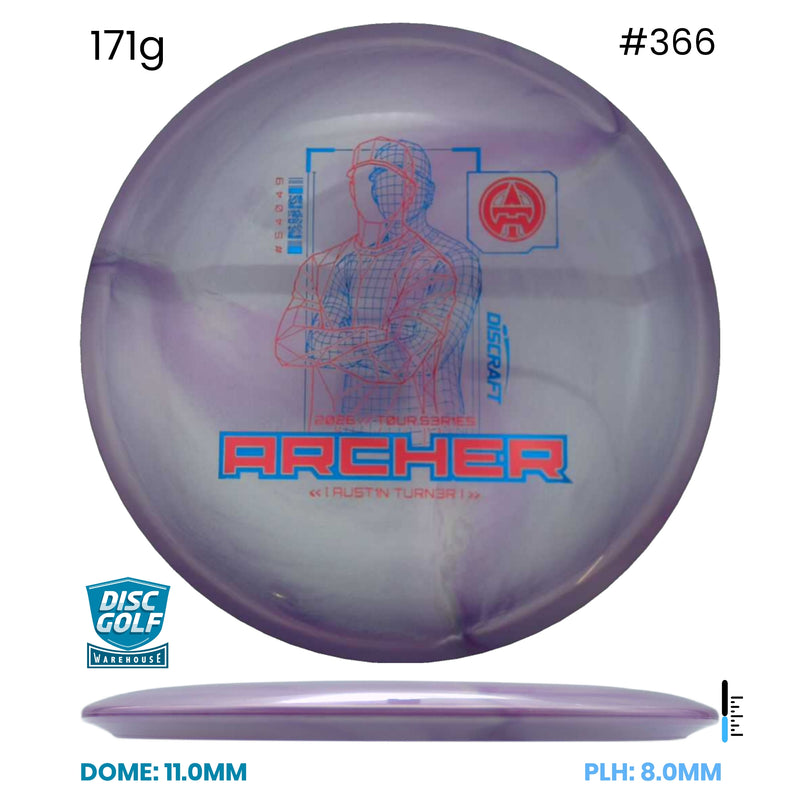 Disc Golf Warehouse Discraft Archer - Special Blend Plastic - Austin Turner 2026 Tour Series Yellow/Silver 171g