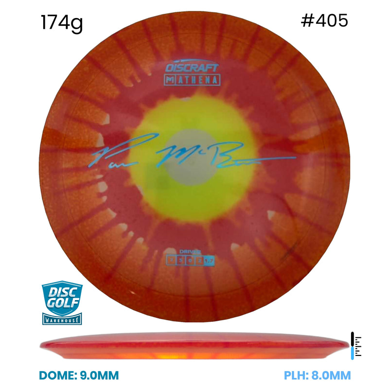 Disc Golf Warehouse Discraft Athena - Paul McBeth Fly Dye Z Orange/Blue Metallic, Silver 174g